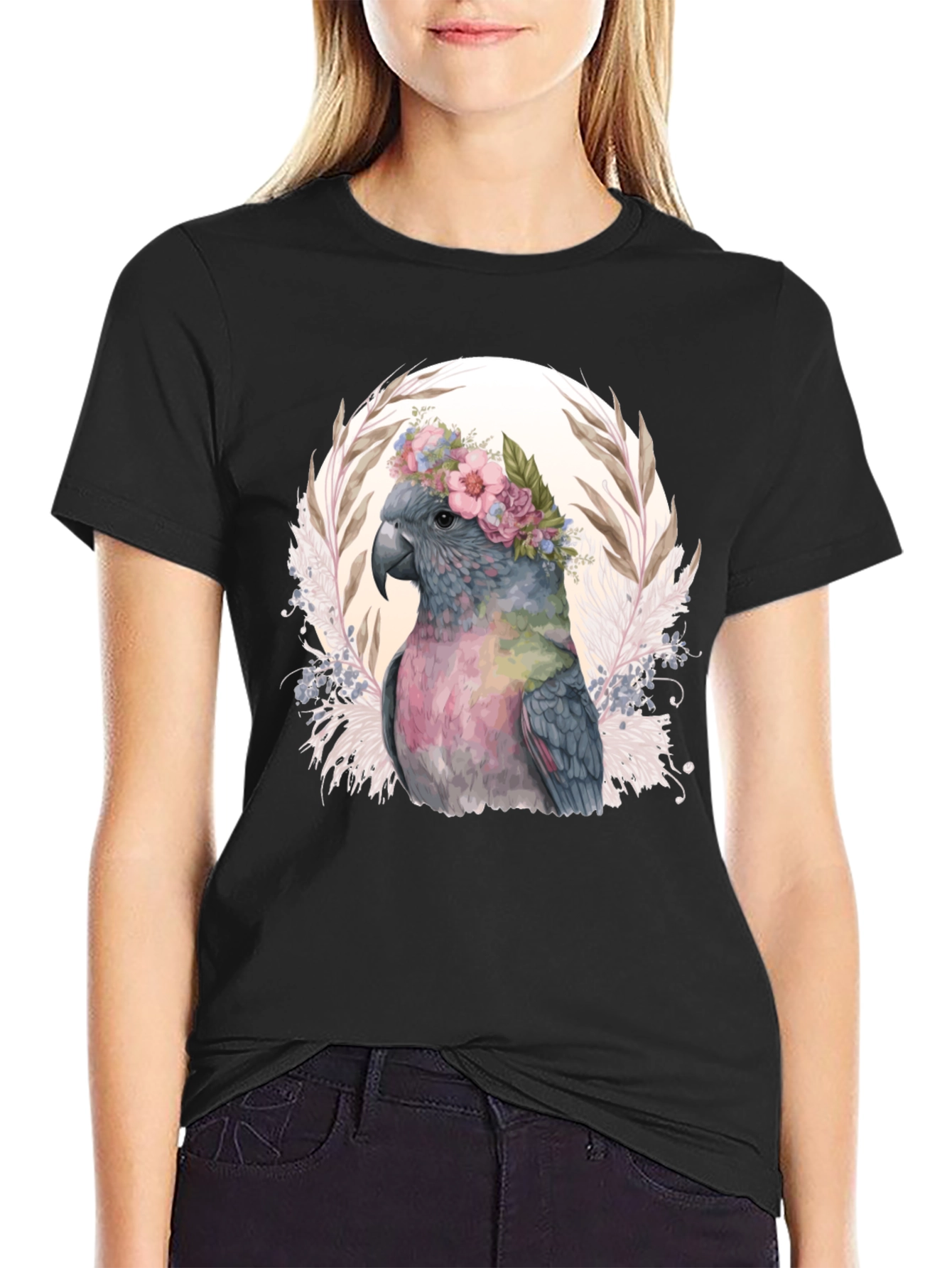 Black Floral Cockatoo Graphic Tee view 2