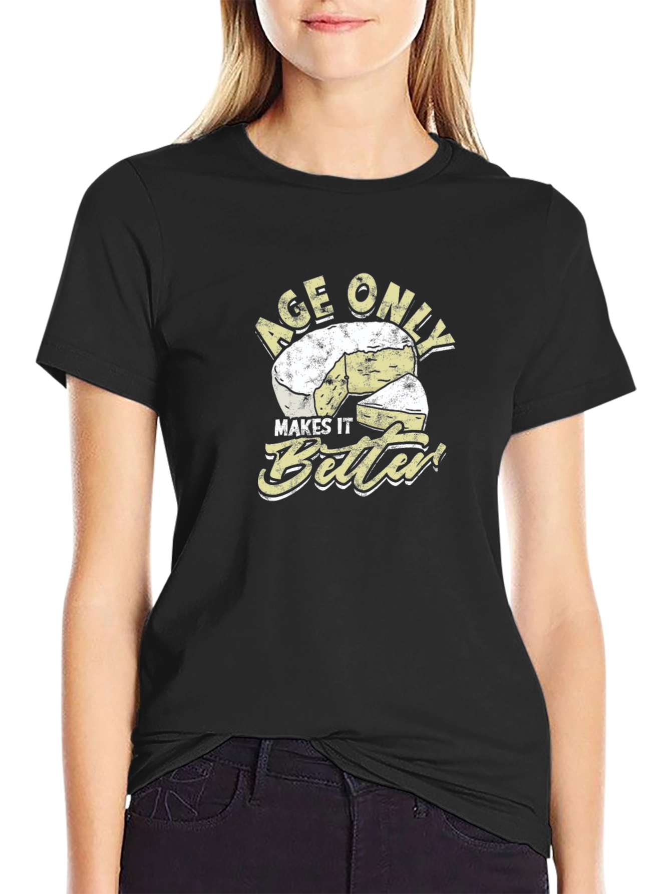 Black Age Only Makes It Better Cheese Graphic T-Shirt view 2