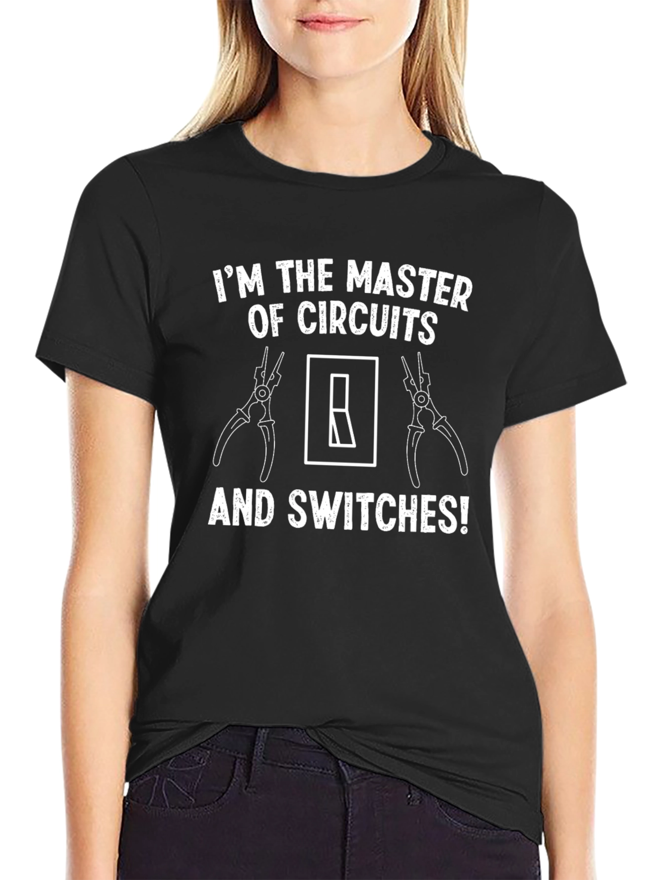 Black Master of Circuits Funny Electrician T-Shirt view 2