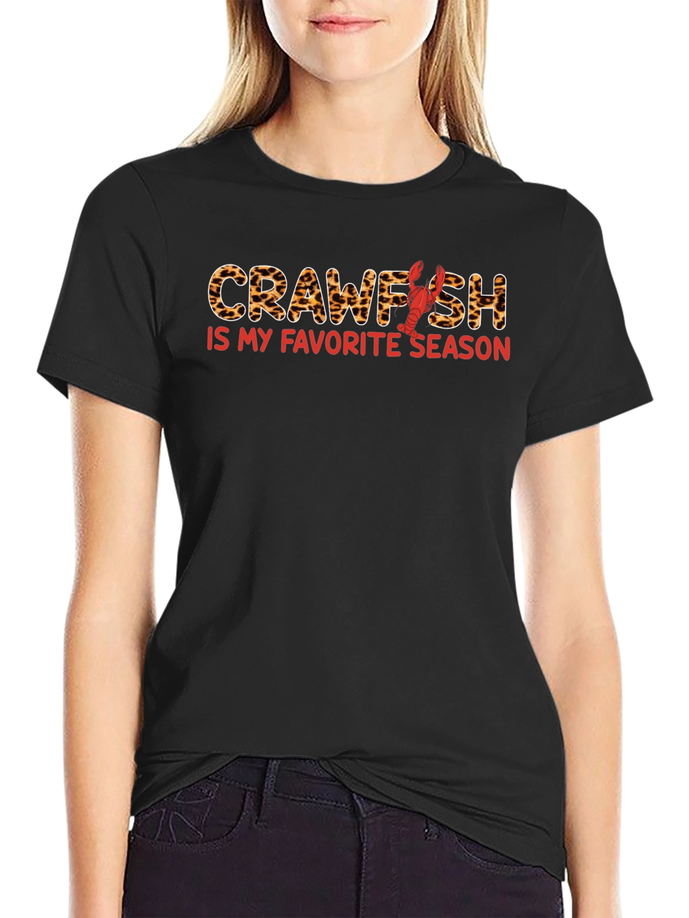 Black Crawfish Season T-Shirt - Leopard Print view 2
