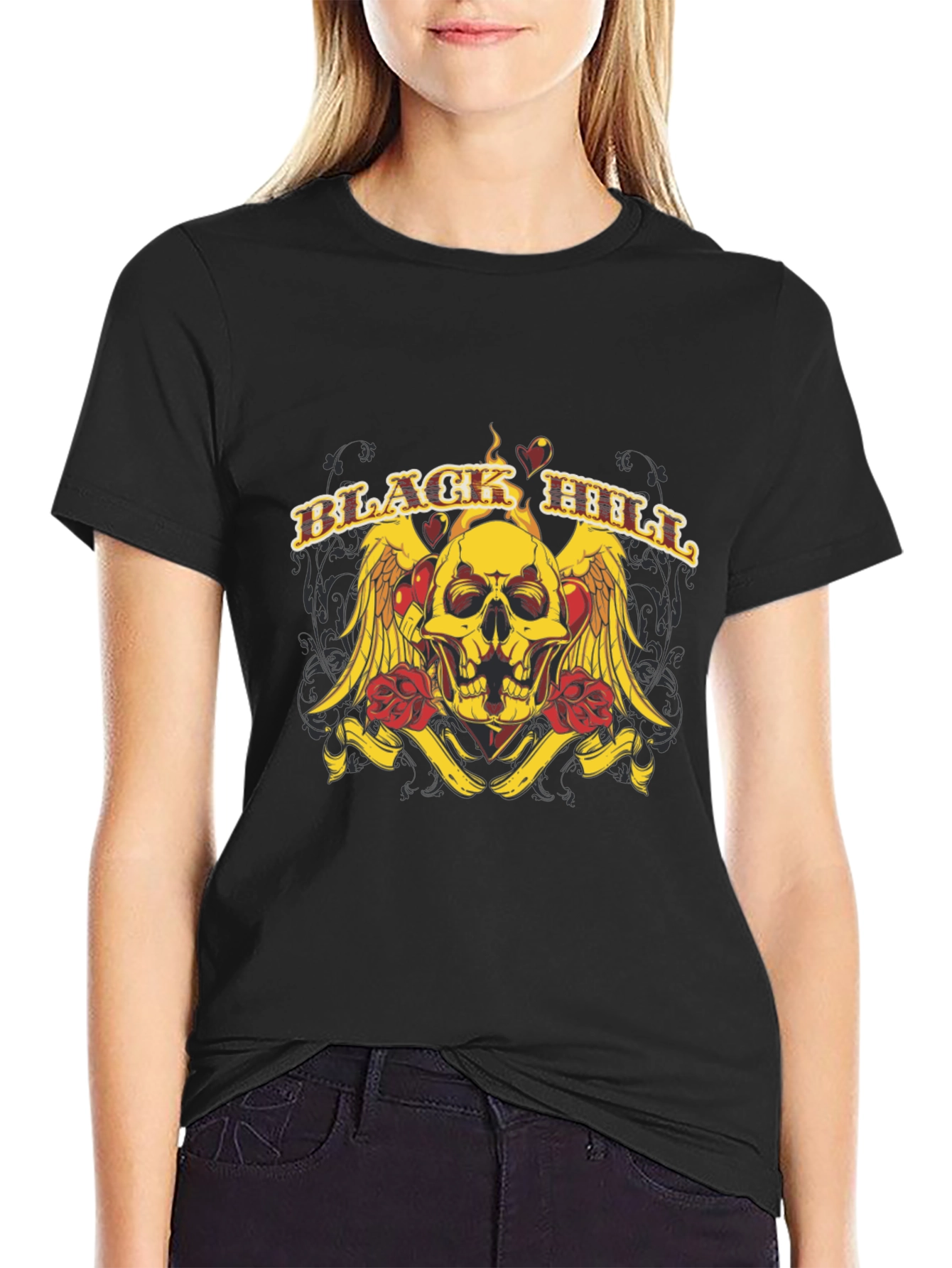 Black Black Skull Graphic Tee view 2