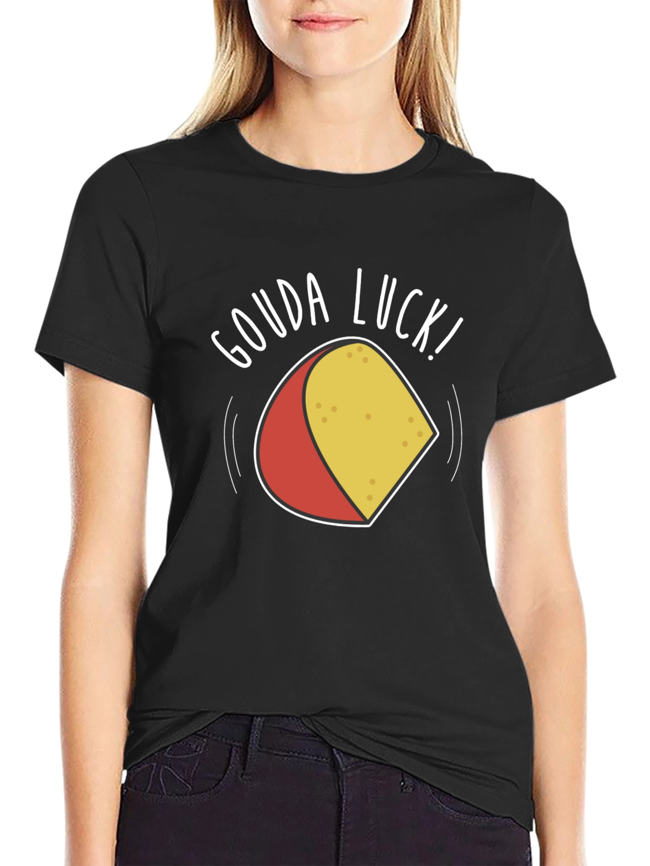 Black Gouda Luck T-Shirt - Funny Cheese Pun Tee view 2