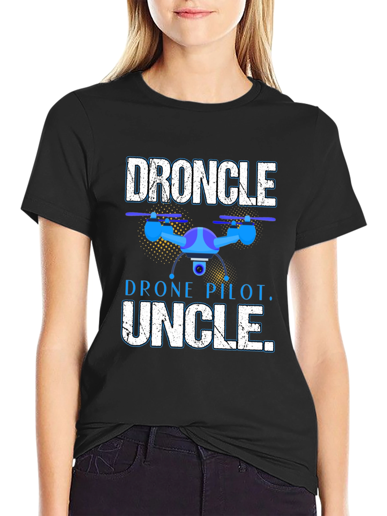 Black Droncle T-Shirt - Drone Pilot Uncle Gift view 2