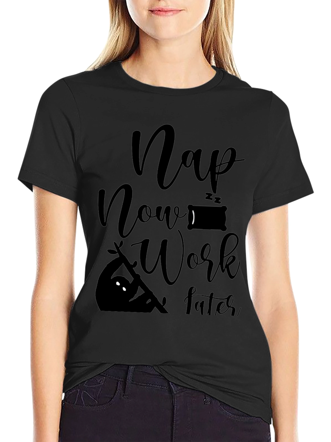 Black Nap Now Work Later Men's Graphic Tee view 2