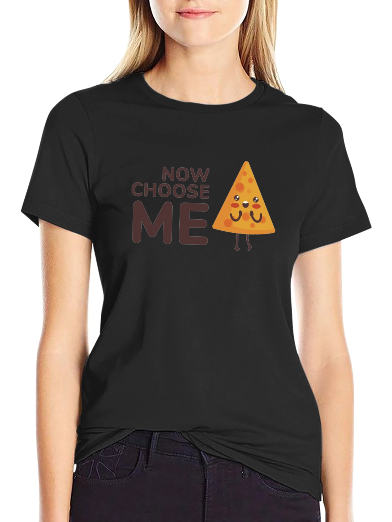 Black Choose Me Cute Nacho Chip Graphic T-Shirt view 2
