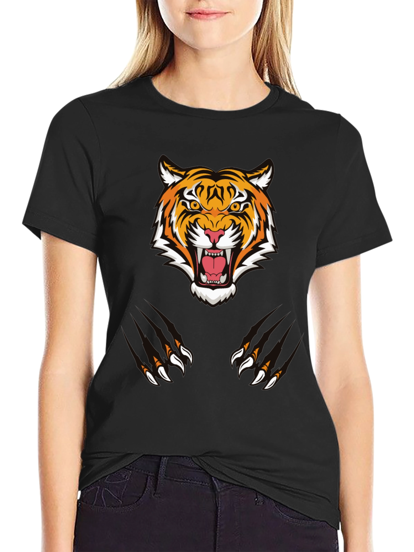 Black Tiger Graphic Tee - Black Cotton Comfort view 2