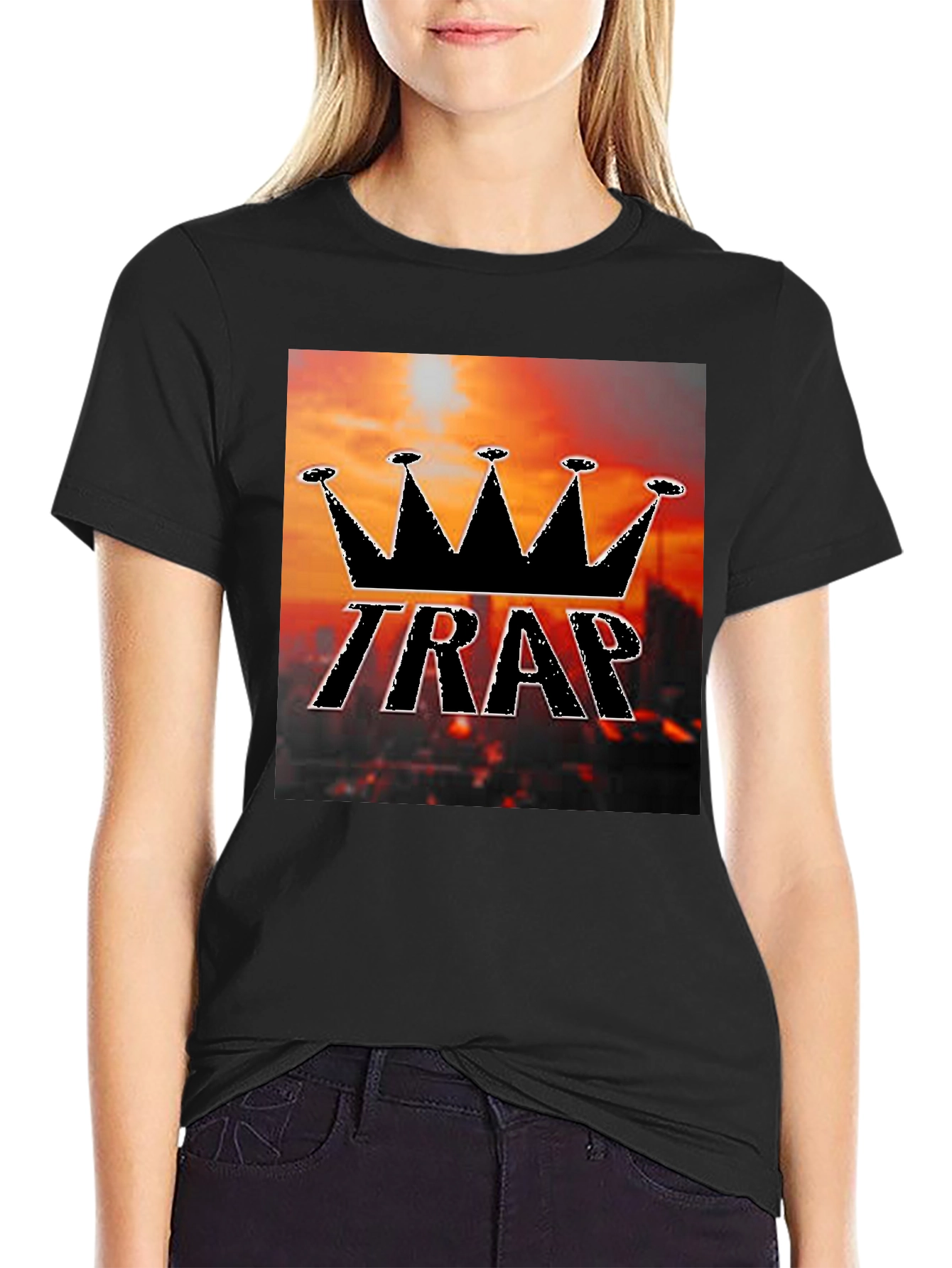 Black Trap King Black Graphic T-Shirt view 2