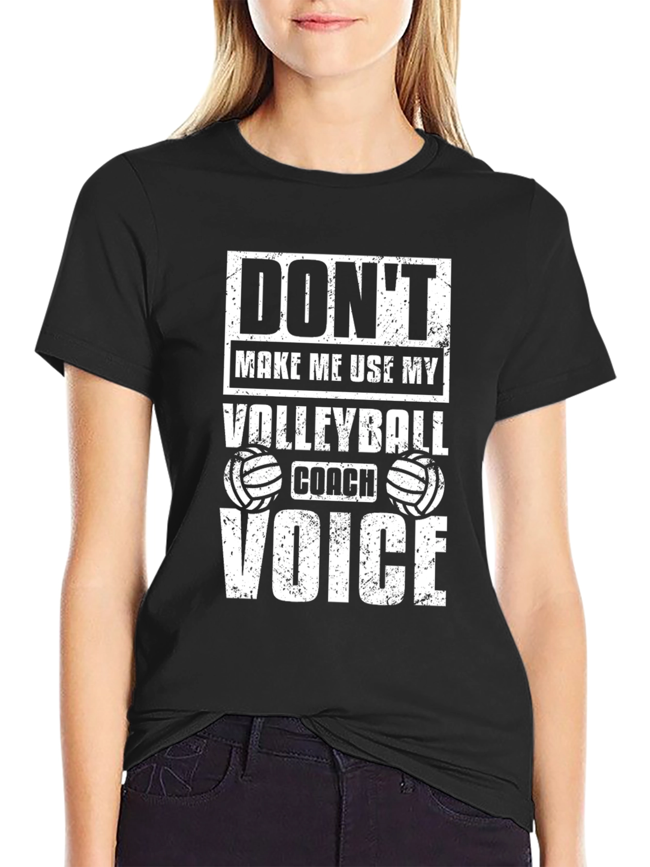 Black Volleyball Coach Voice T-Shirt view 2