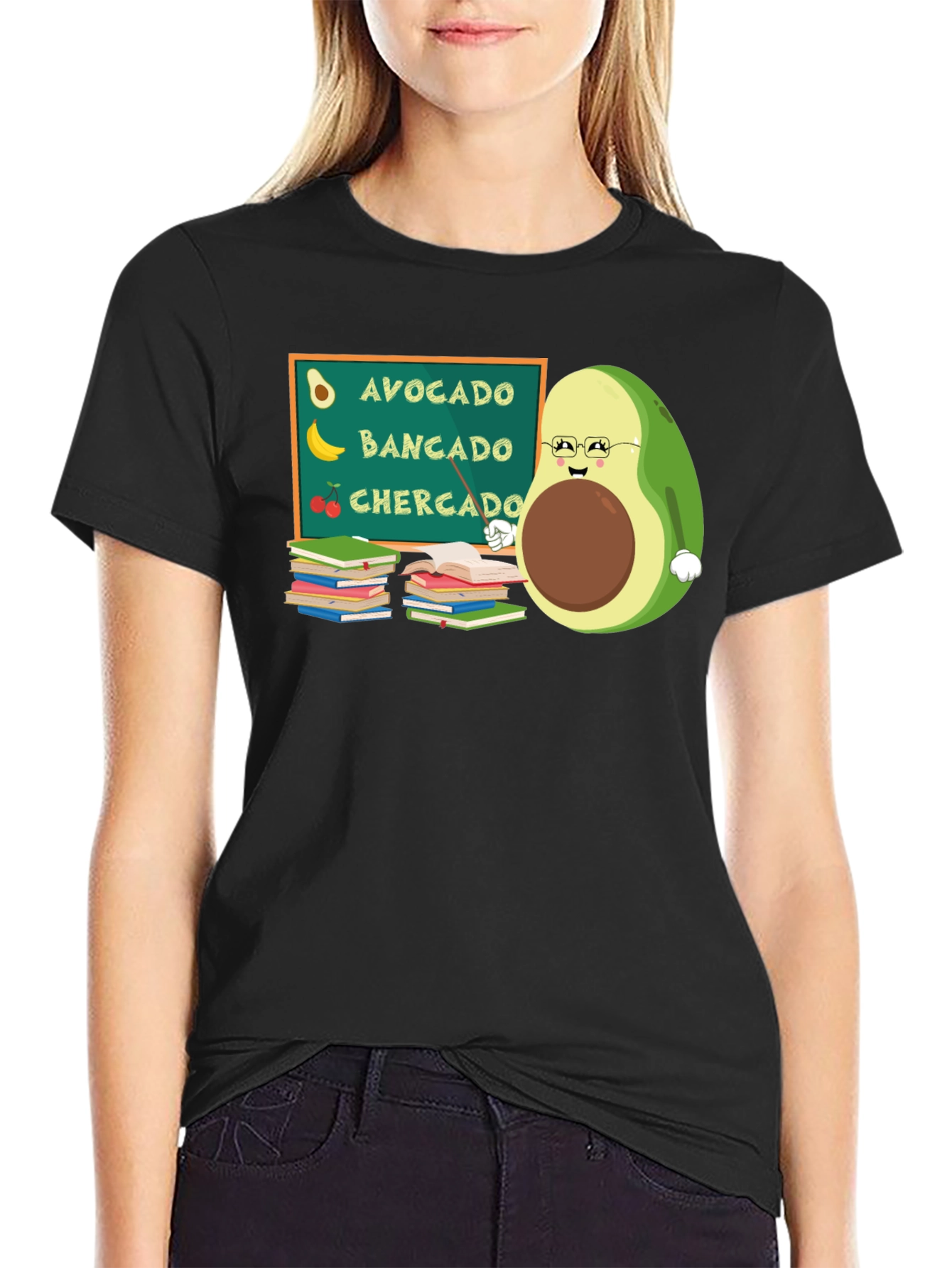 Black Avocado Teacher Funny Graphic Tee view 2