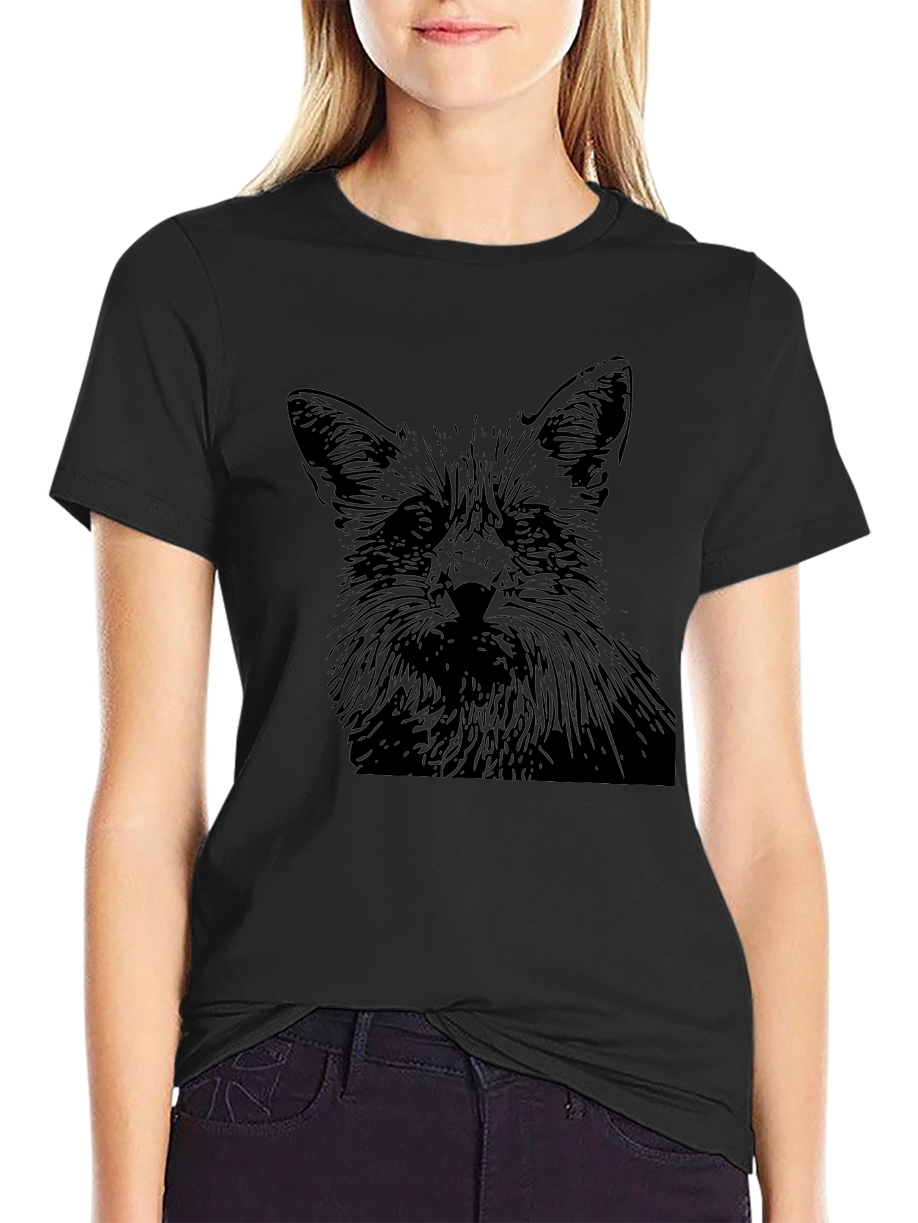 Black Fox Graphic Print Black T-Shirt view 2