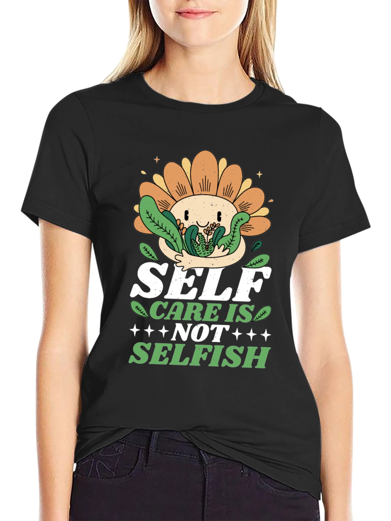 Black Self Care Is Not Selfish Graphic T-Shirt view 2