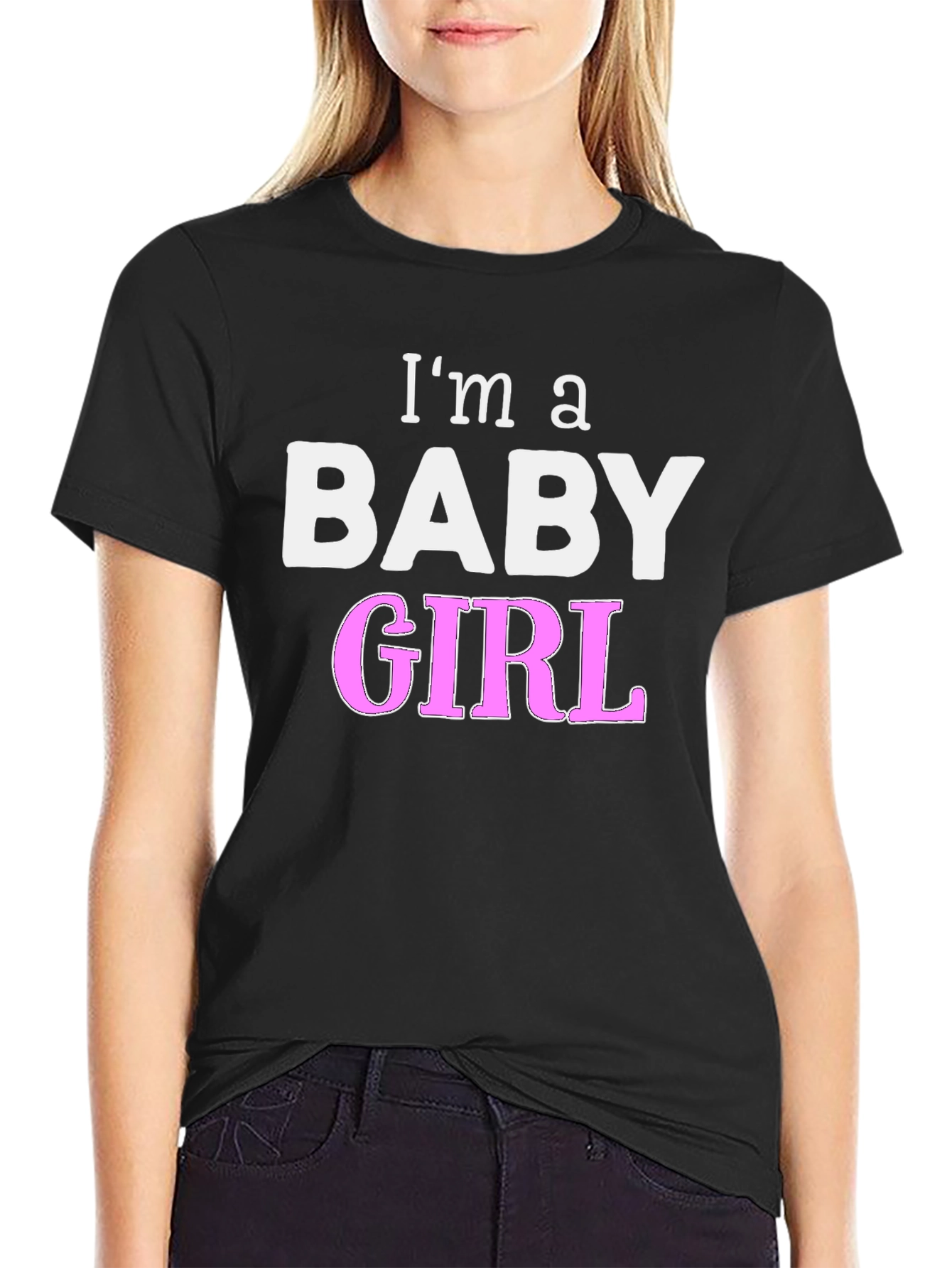 Black I'm a Baby Girl Novelty T-Shirt view 2