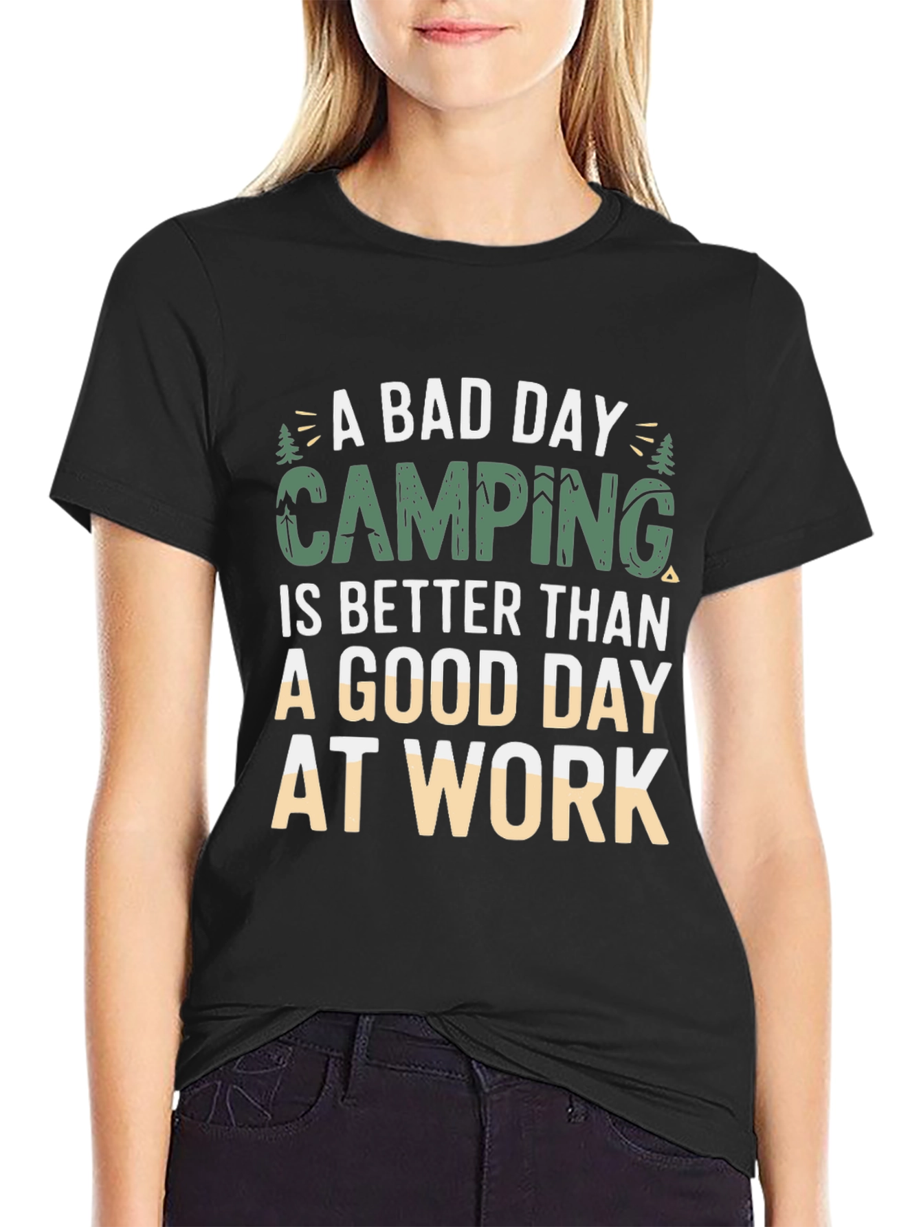 Black Camping Is Better Than Work T-Shirt view 2