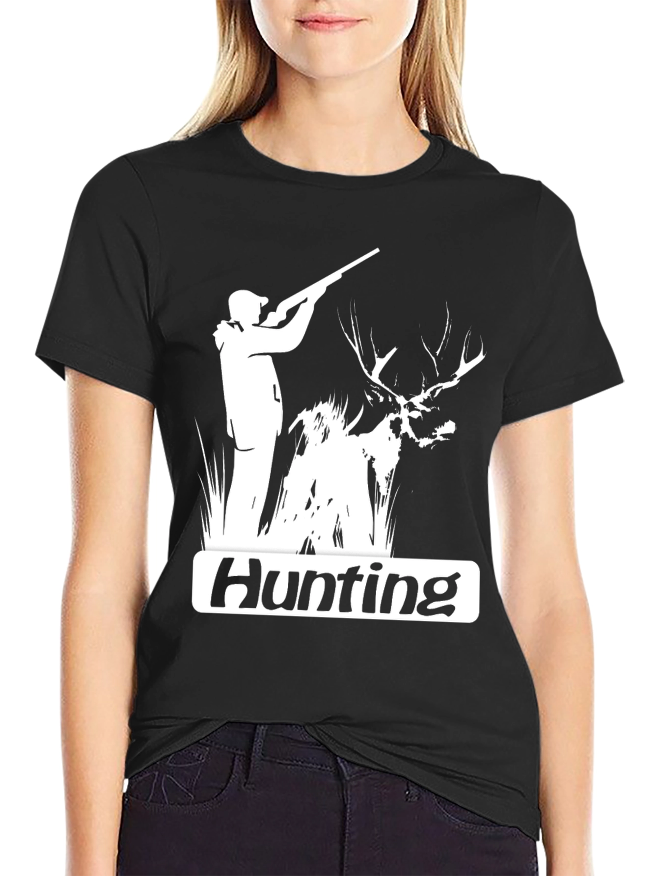 Black Hunting Graphic Tee - Black Cotton Blend view 2