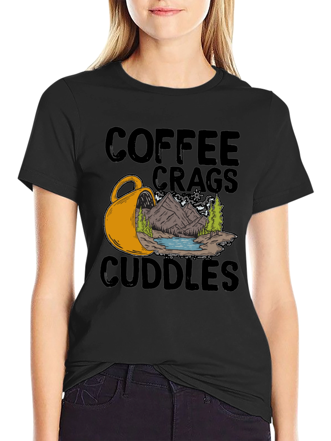 Black Coffee Crags Cuddles Graphic Tee view 2
