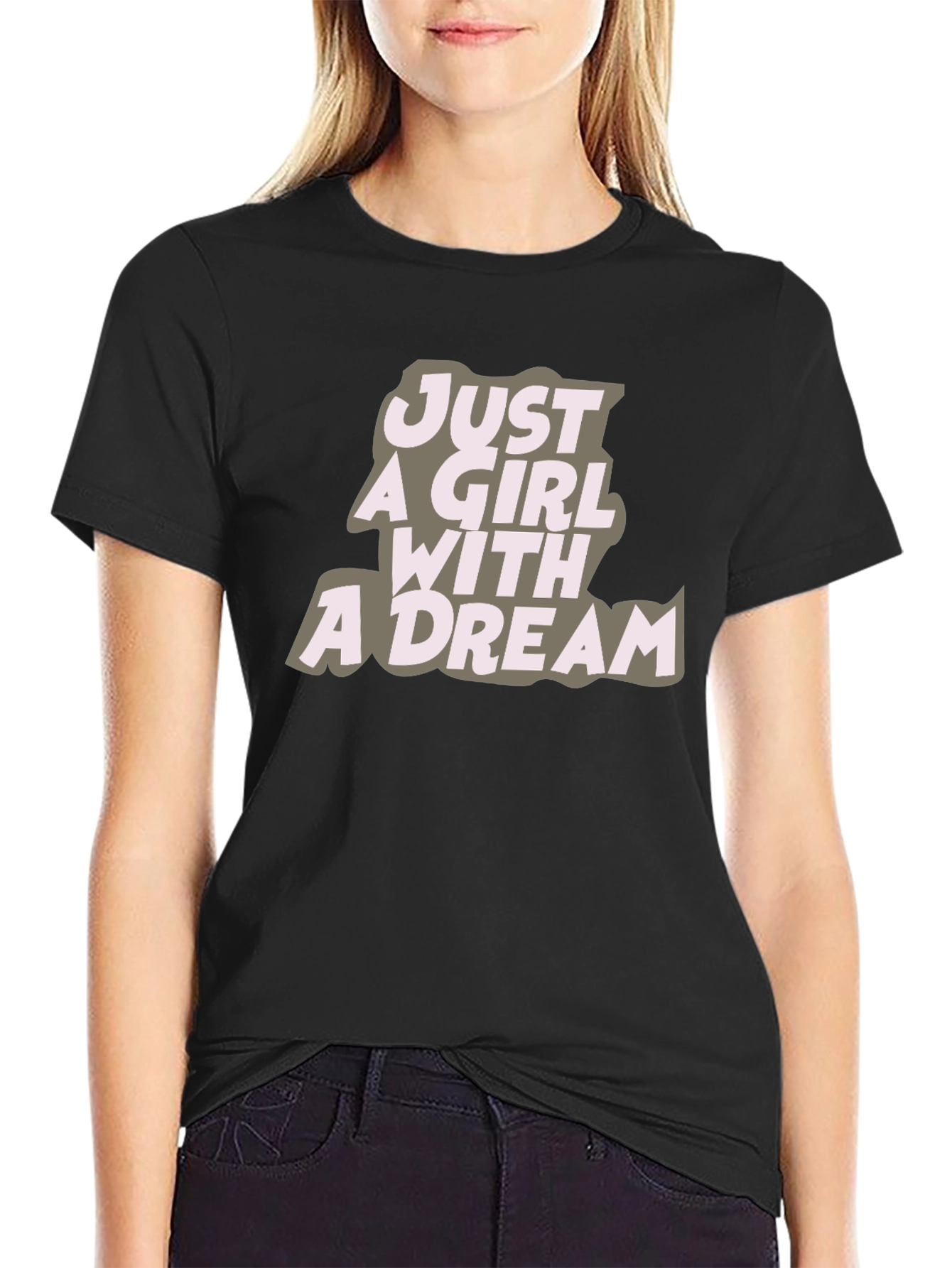 Black Just A Girl With A Dream Black Graphic Tee view 2