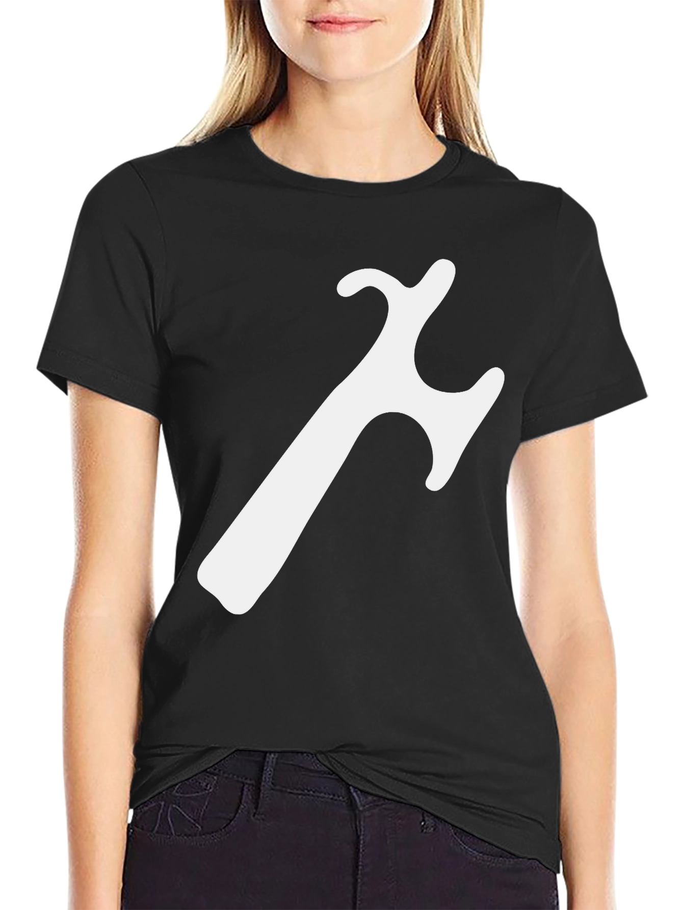 Black Modern Black T-Shirt with Abstract White Graphic view 2