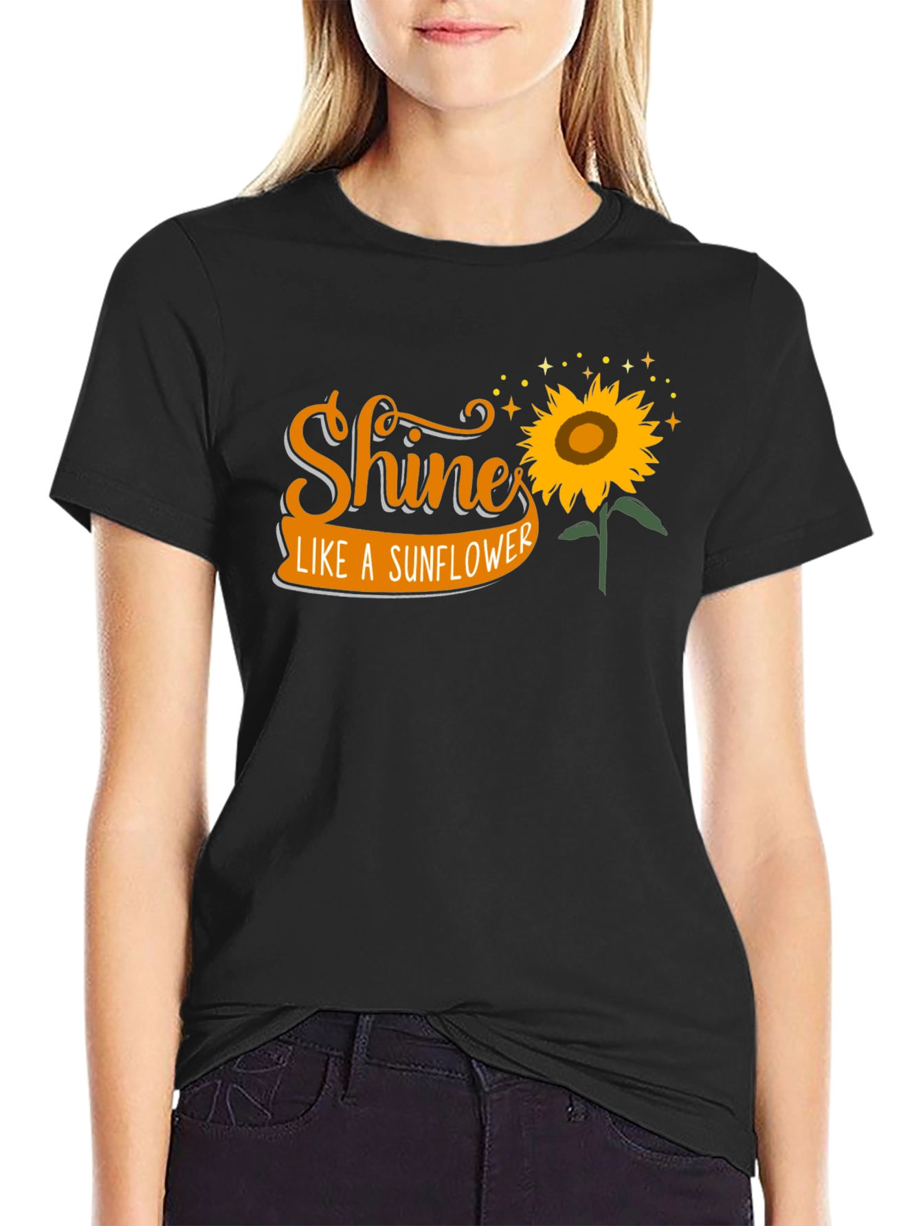 Black Shine Like A Sunflower Graphic Tee view 2