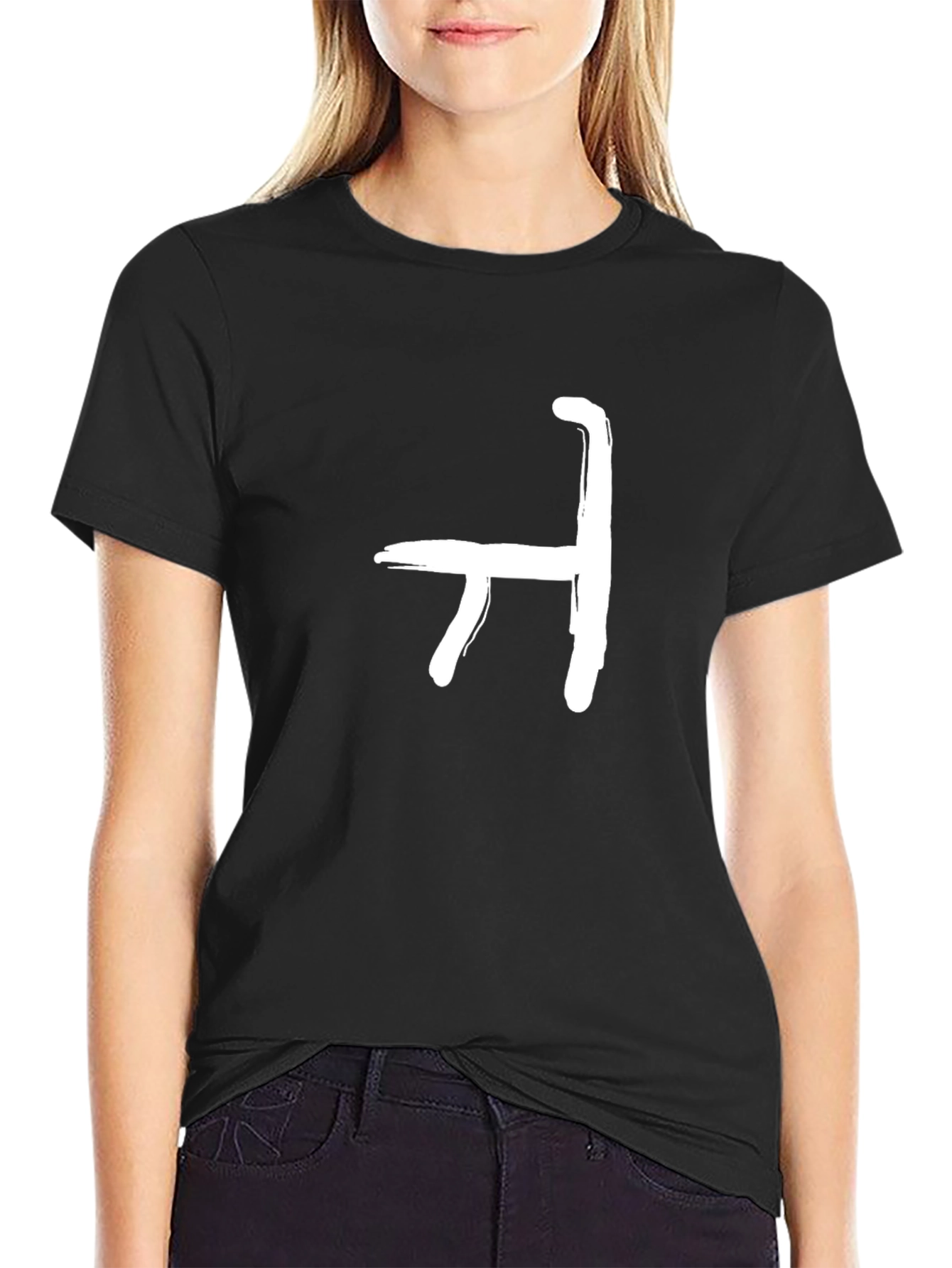 Black Minimalist Chair Graphic Tee - Unisex Black T-Shirt view 2