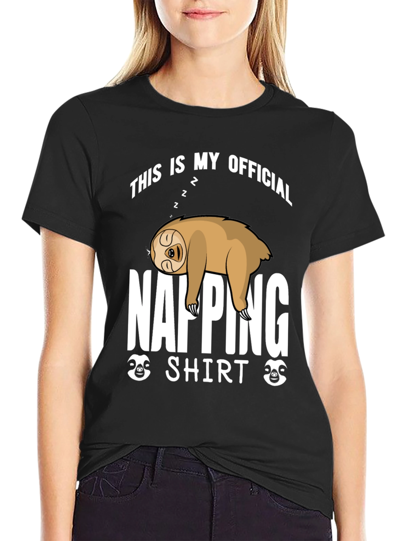 Black Napping Sloth Graphic T-Shirt - Official Napping Shirt view 2