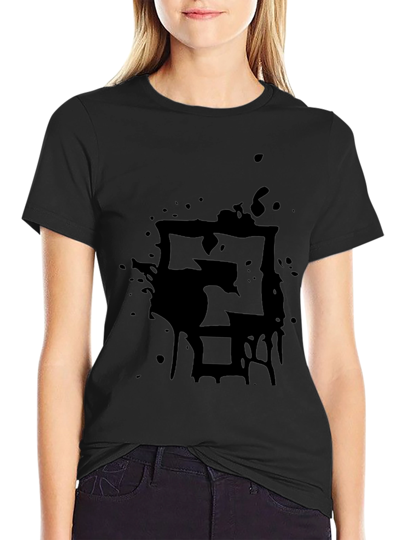 Black Men's Black Graphic Tee - Abstract Design view 2