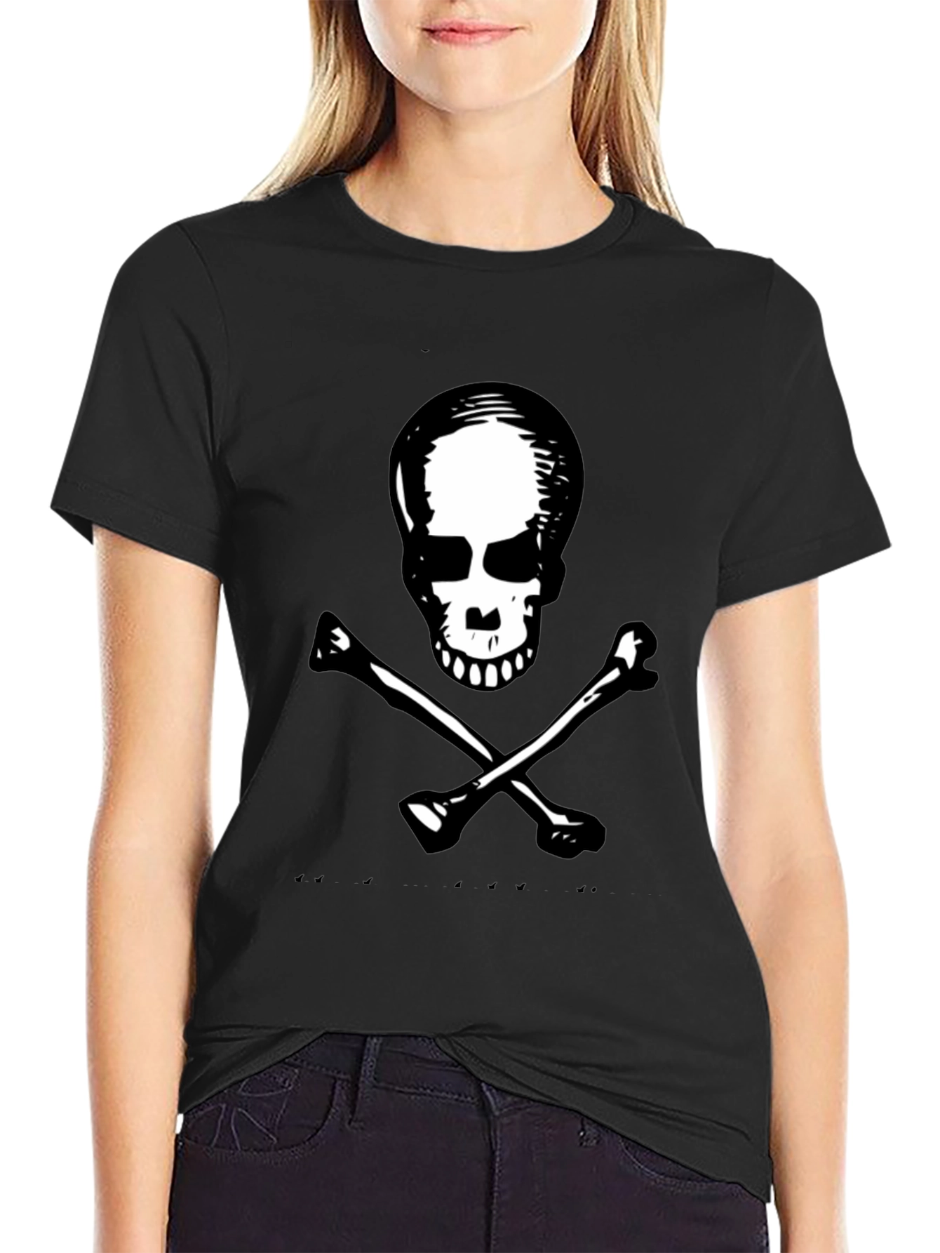 Black Skull & Crossbones Graphic Tee - Black view 2