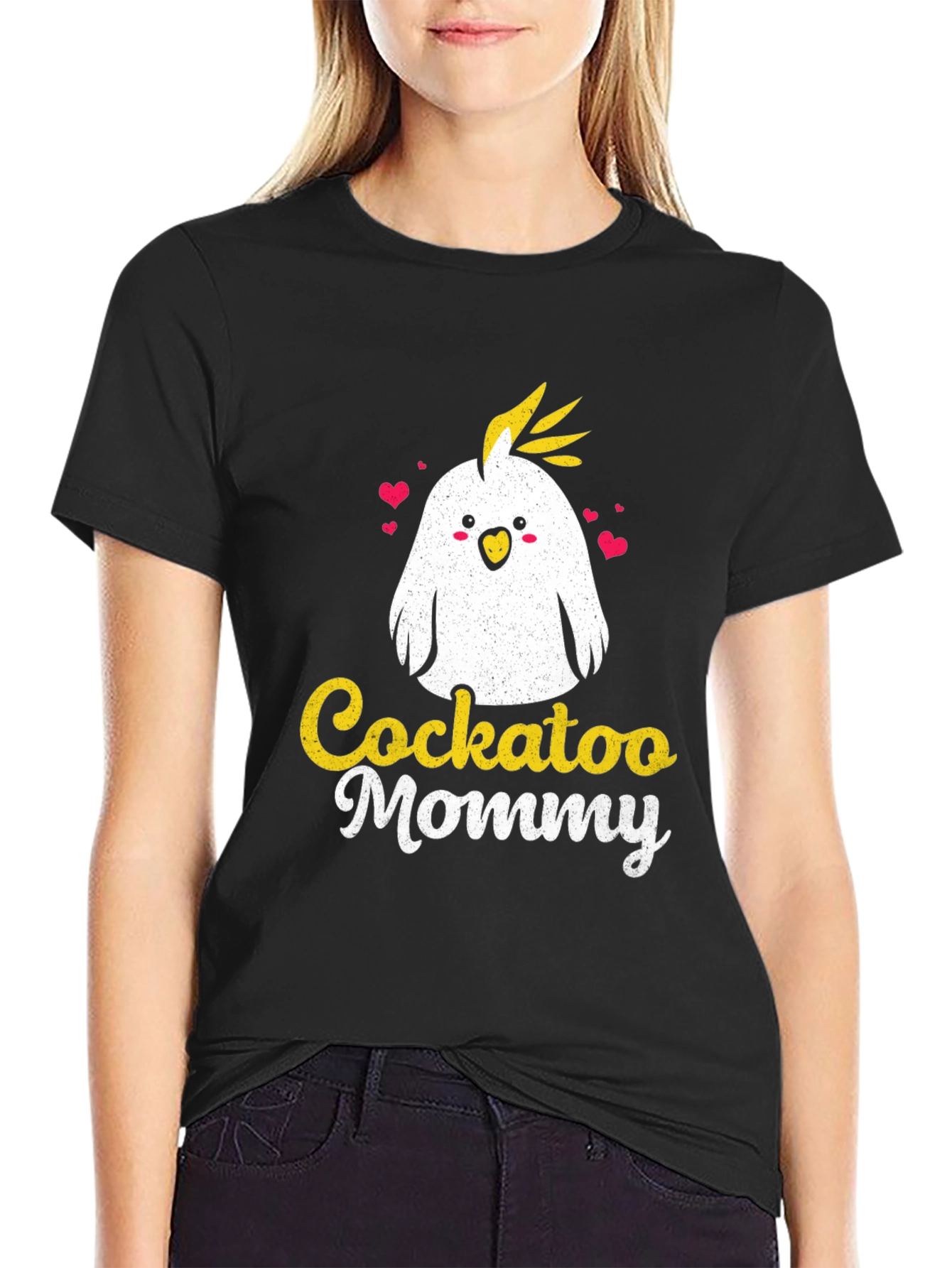 Black Cockatoo Mommy Graphic Tee - Cute Bird Lover Shirt view 2