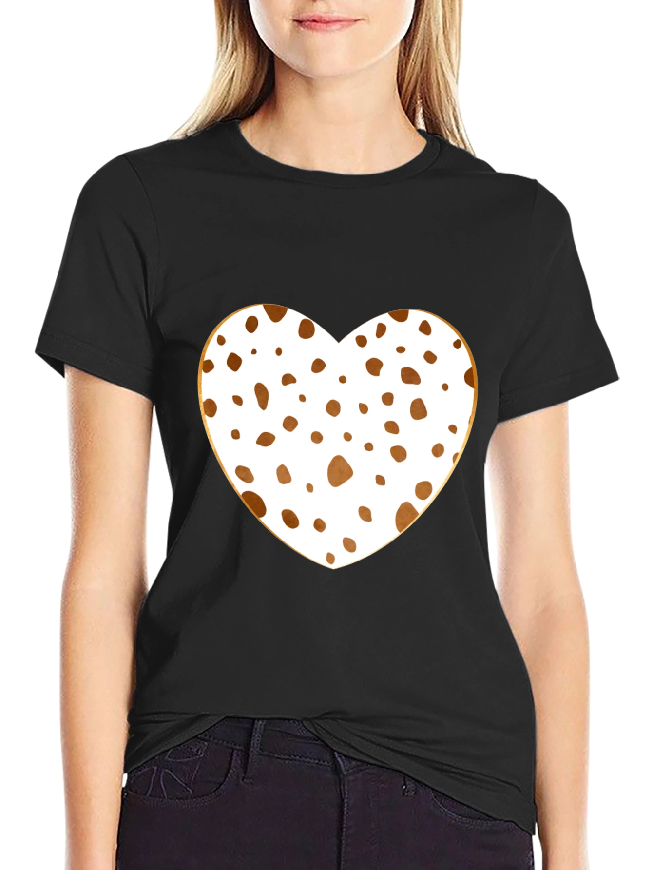Black Spotted Heart T-Shirt - Black view 2