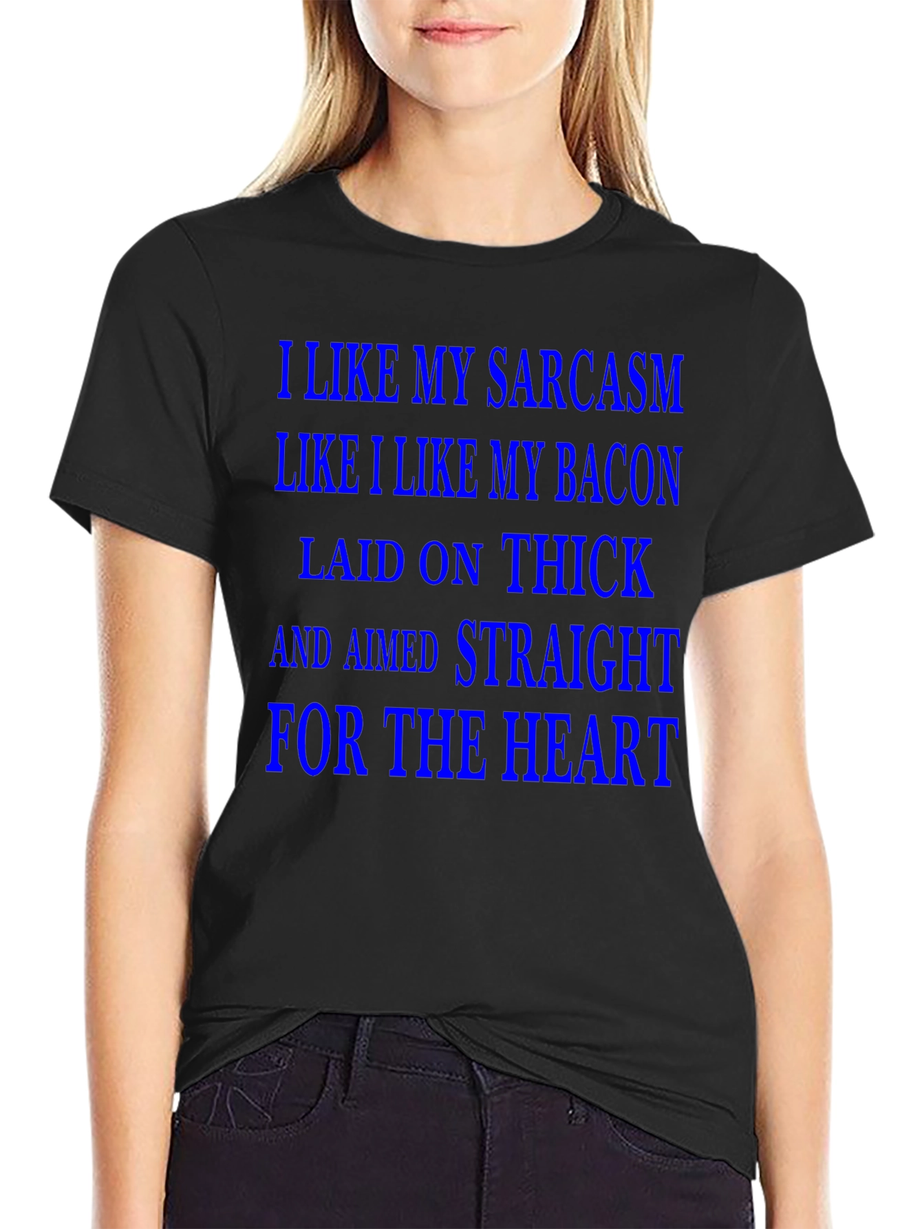 Black Sarcasm & Bacon T-Shirt - Laid on Thick! view 2