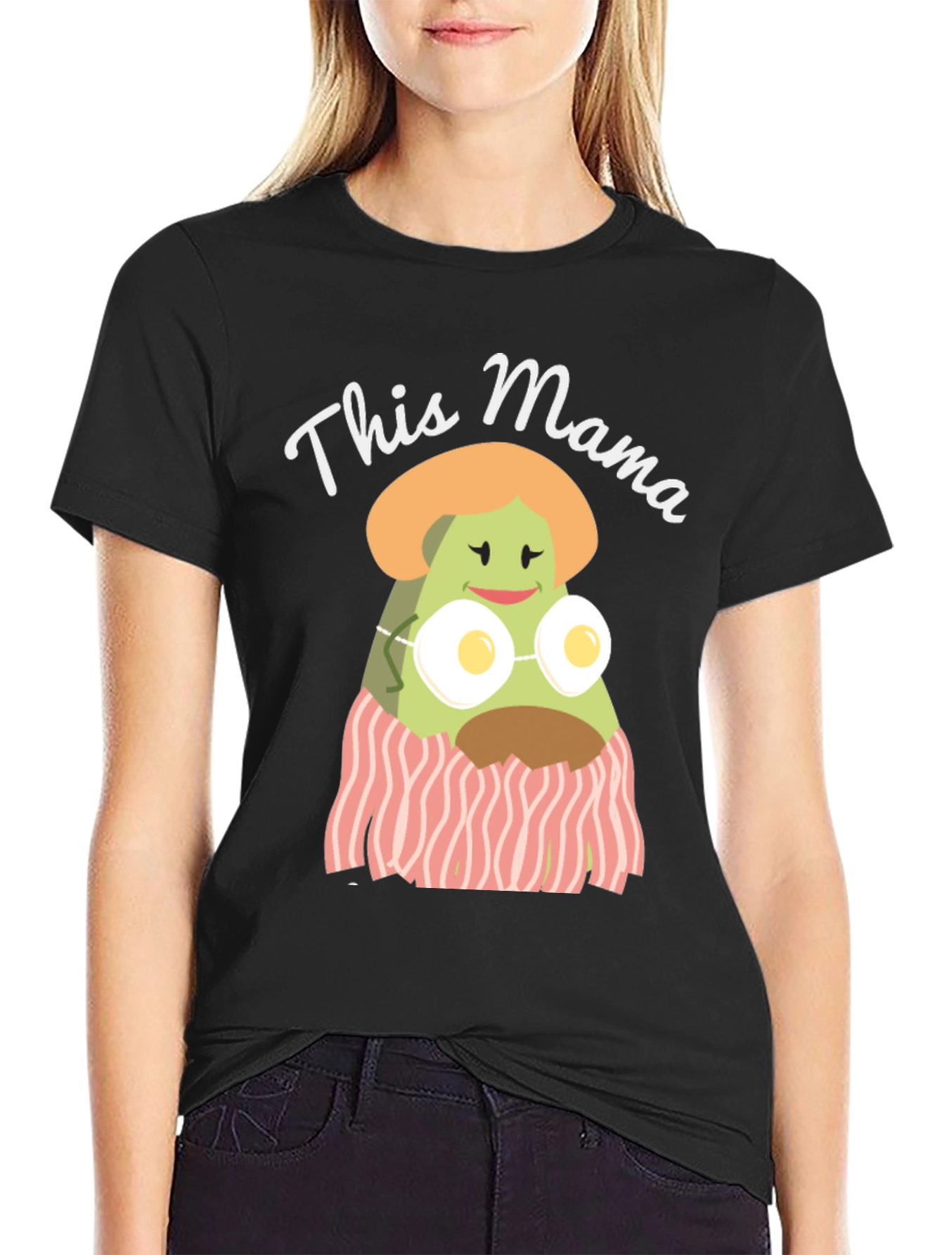 Black This Mama Avocado Breakfast T-Shirt view 2