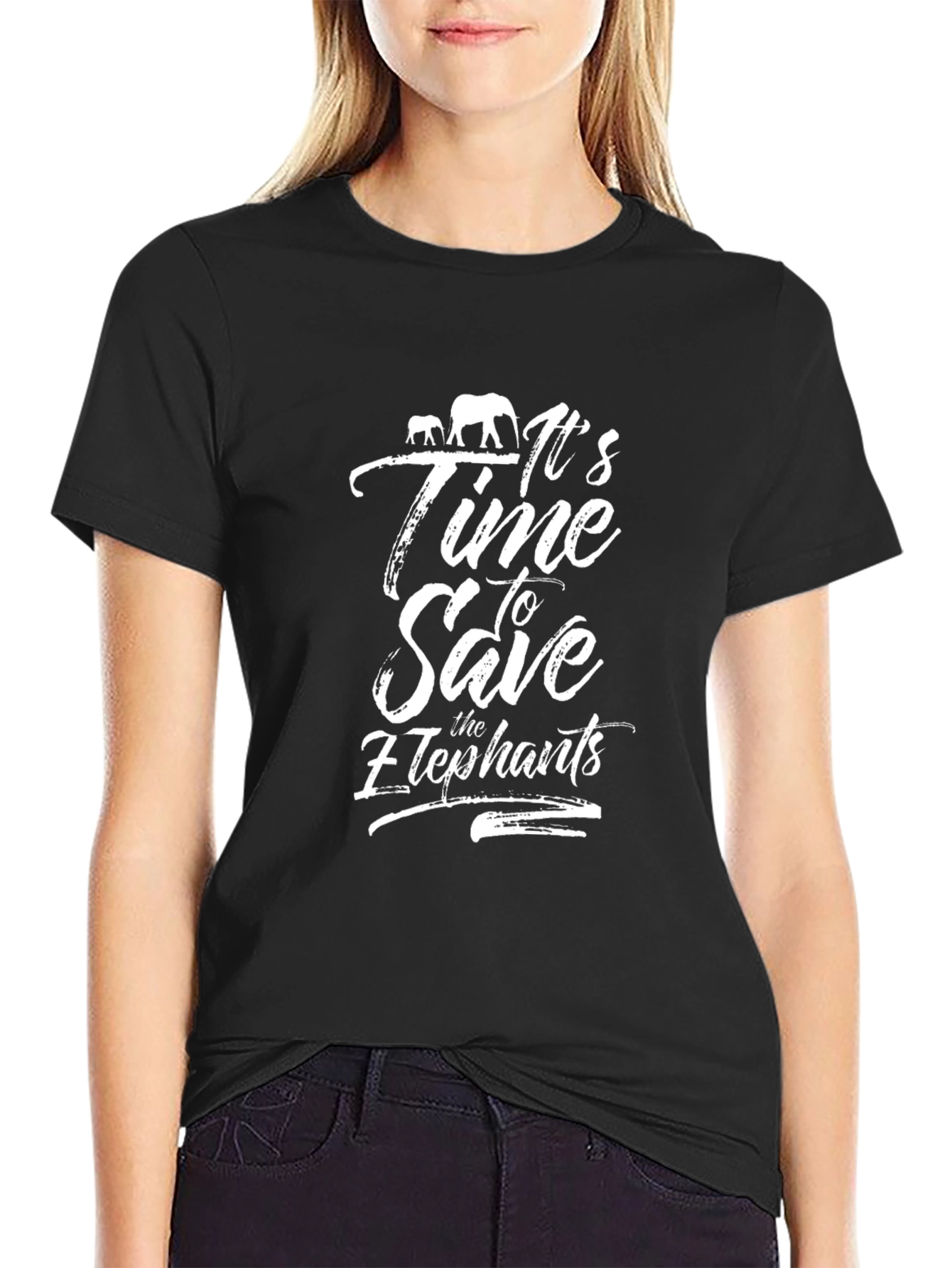 Black Save The Elephants Graphic Tee view 2