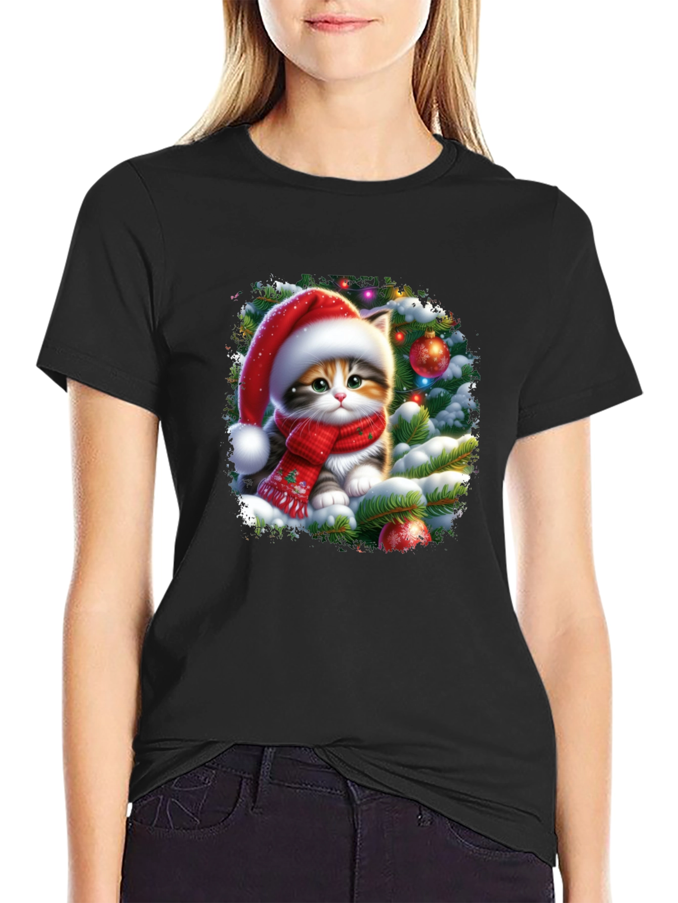 Festive Kitten Christmas T-Shirt - 2
