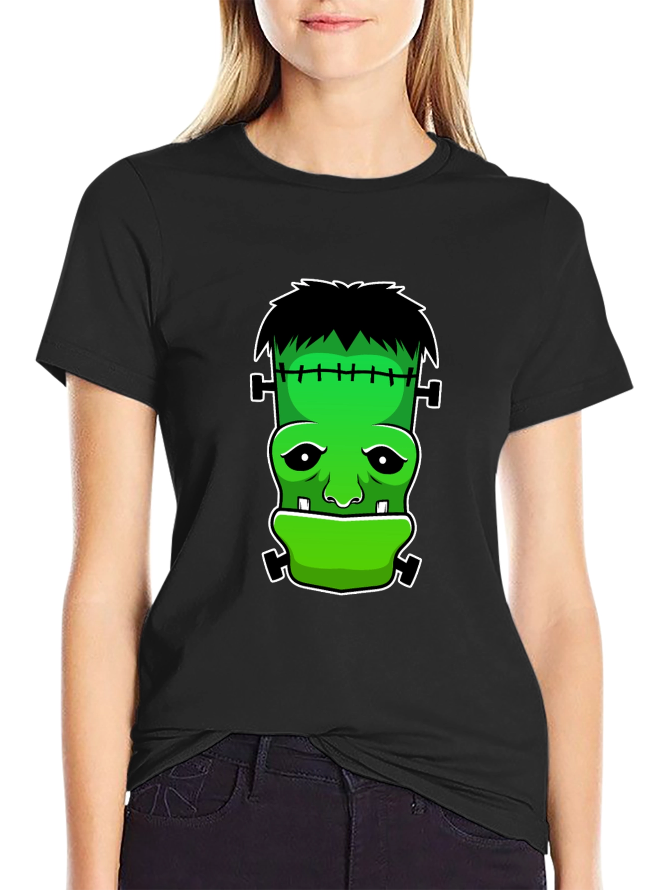 Black Frankenstein Graphic T-Shirt - Halloween Tee view 2
