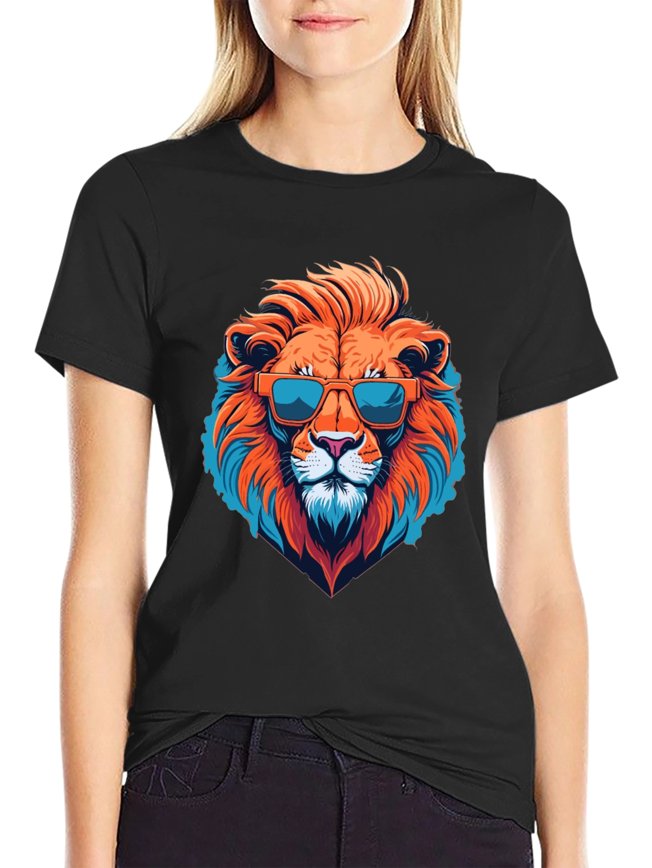 Black Cool Lion Graphic Tee - Black T-Shirt view 2