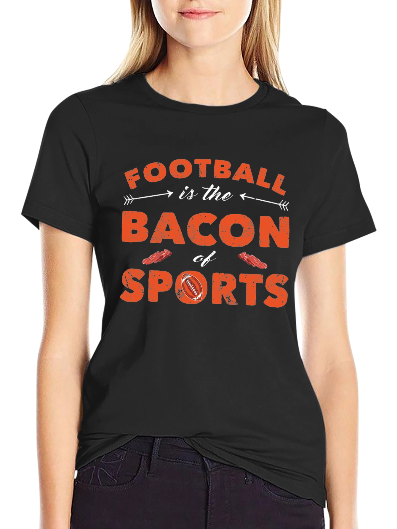 Black Football is Bacon of Sports T-Shirt view 2