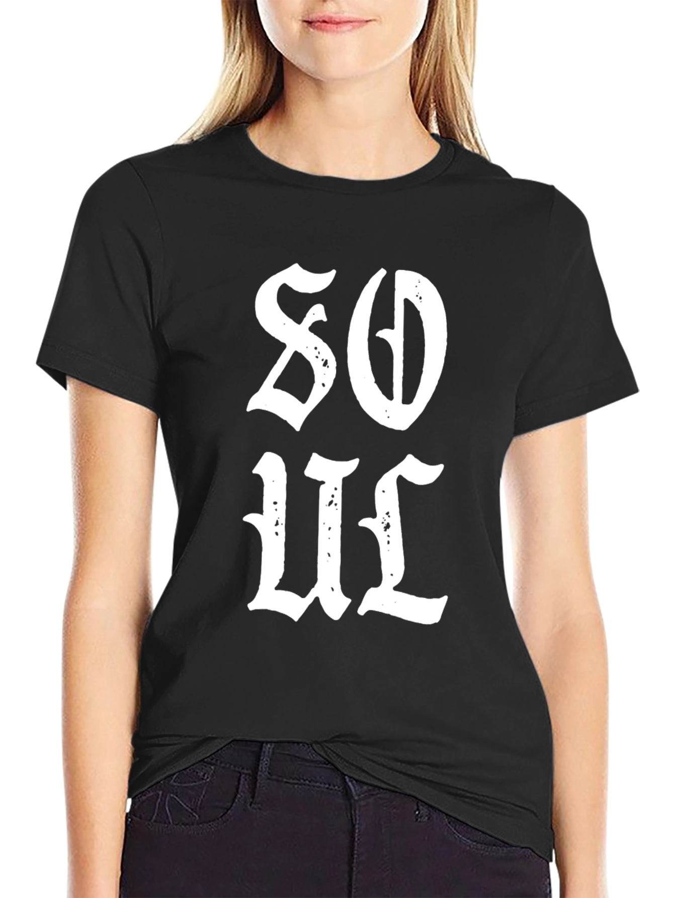 Black Soul Graphic Tee - Men's Black Cotton T-Shirt view 2