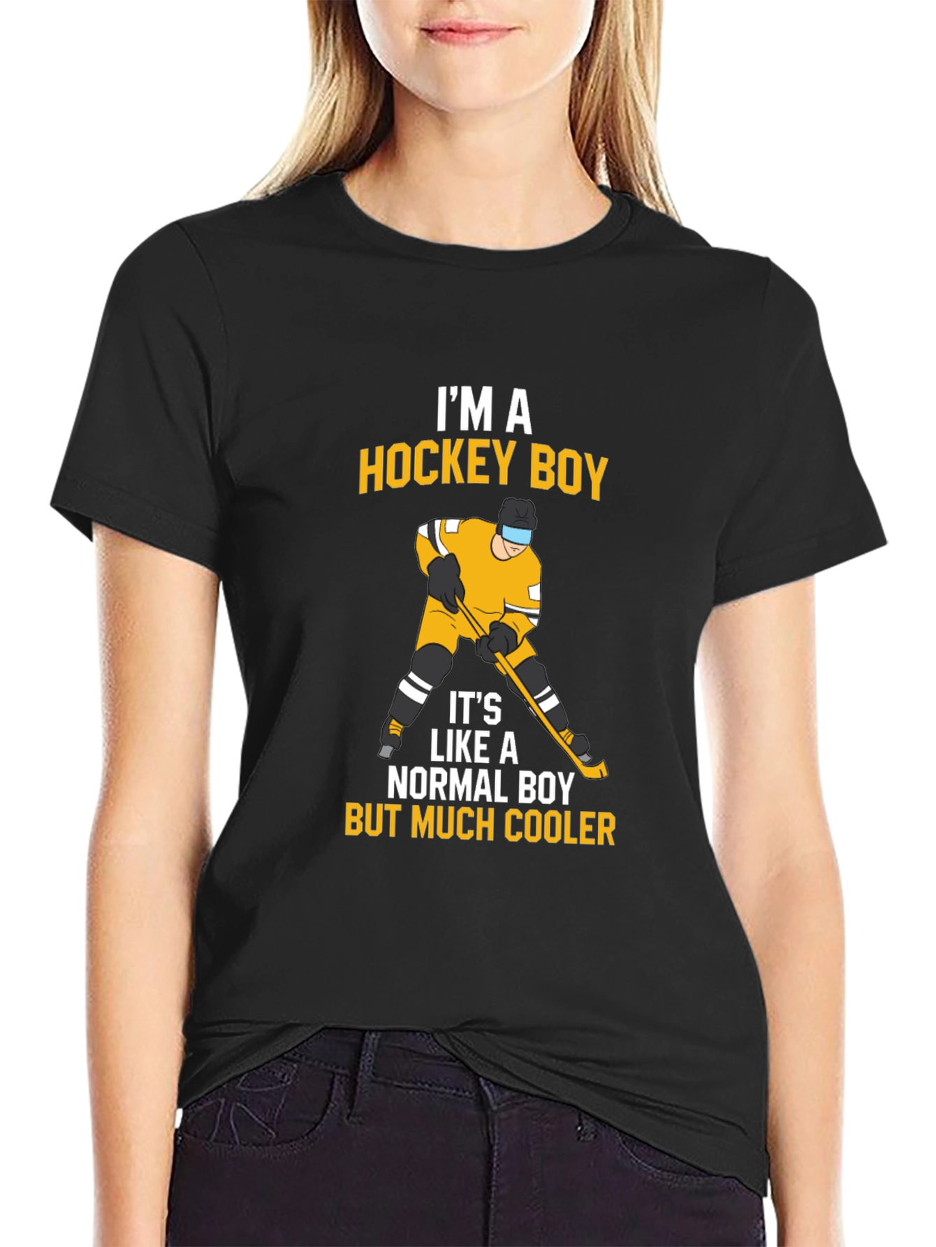 Black Hockey Boy T-Shirt - Cool and Sporty Design view 2