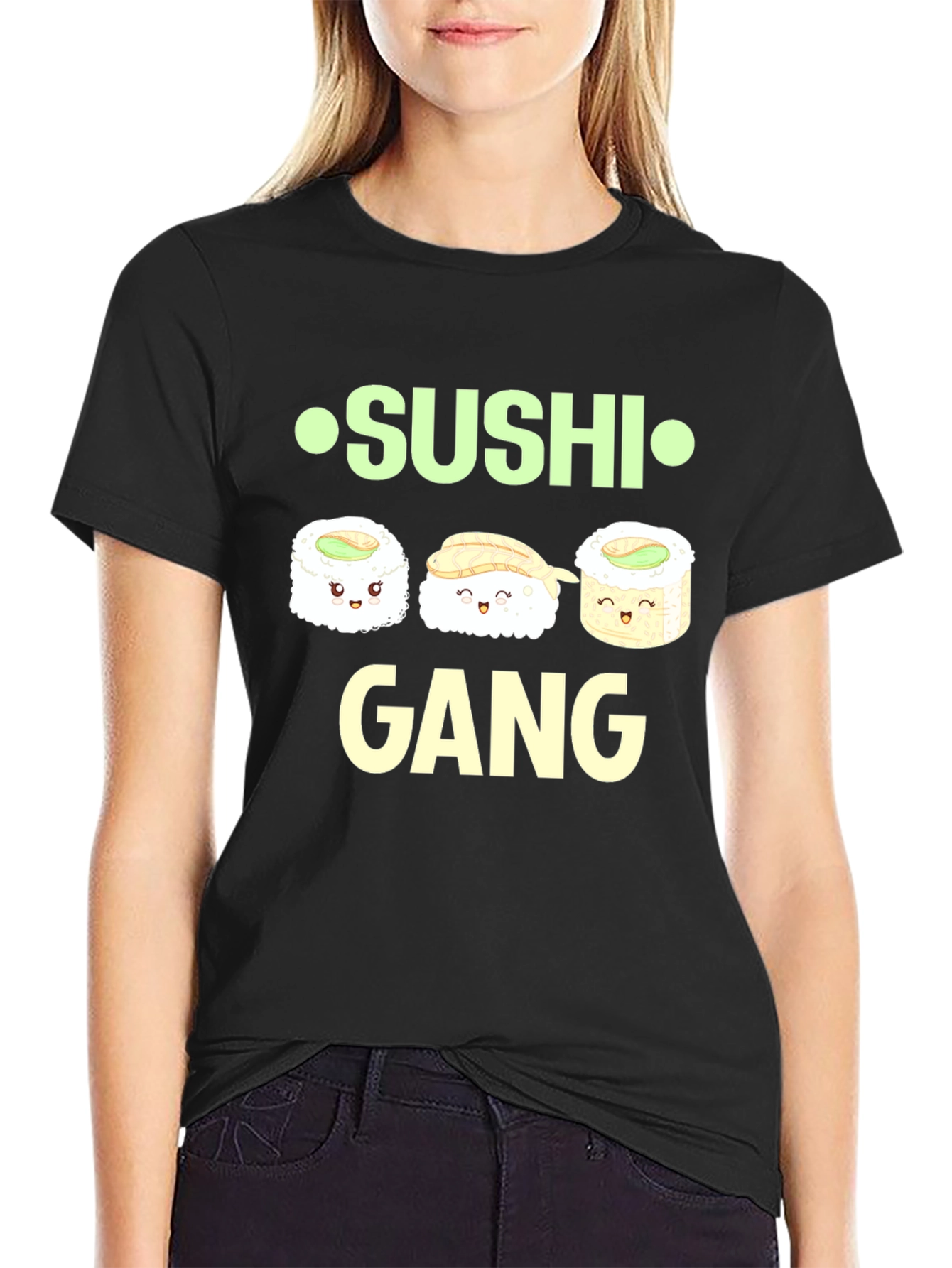 Black Sushi Gang Graphic Tee - Funny Food Shirt view 2