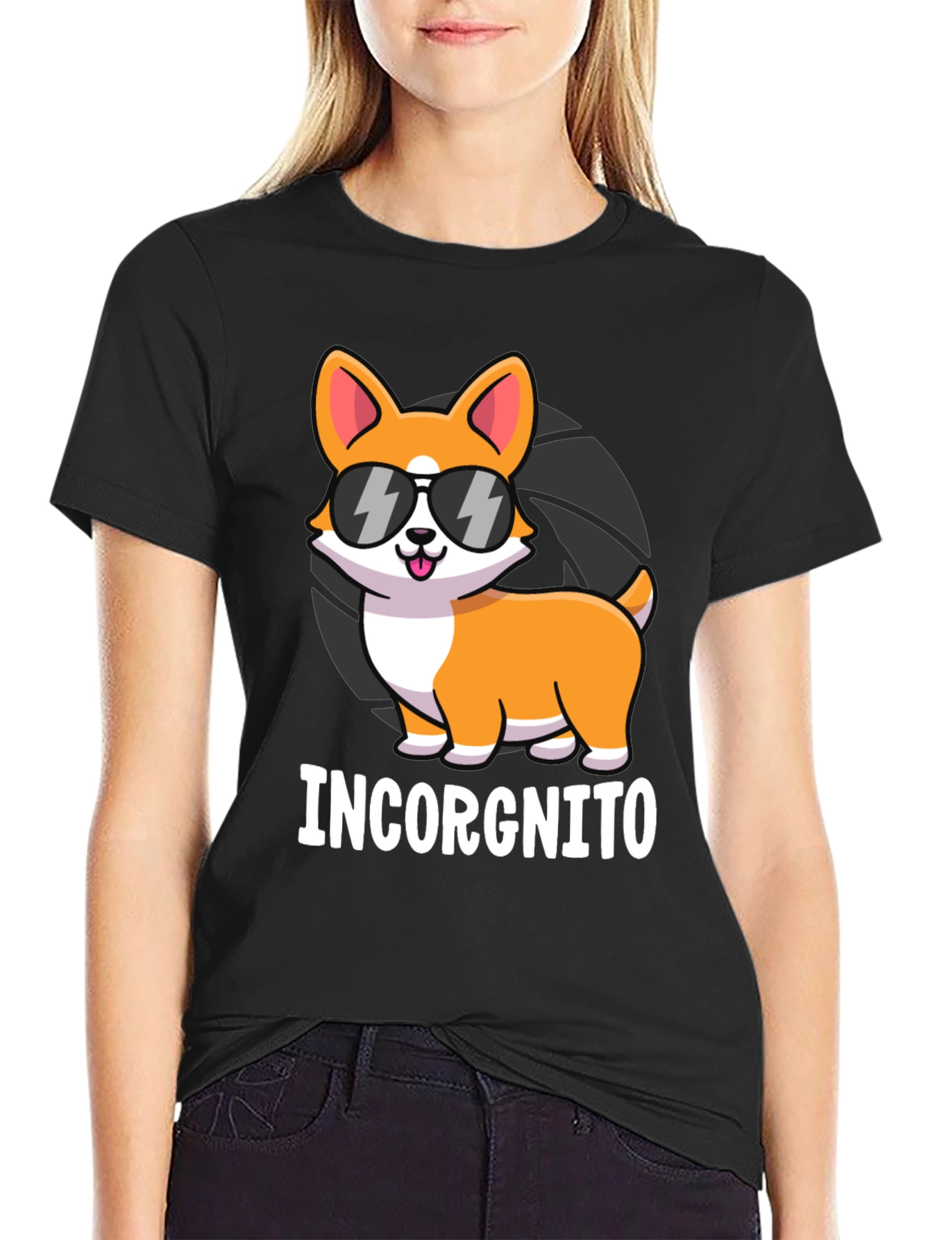 Black Incorgnito Corgi Graphic T-Shirt view 2