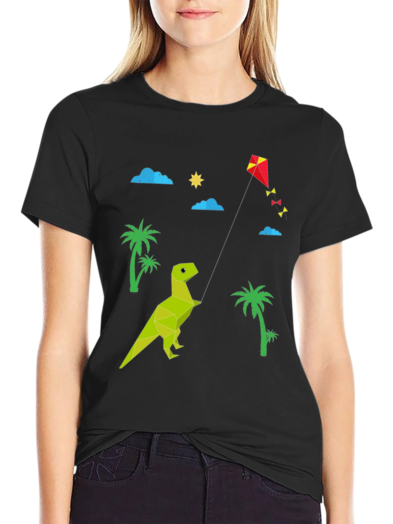 Black Dino Kite T-Shirt: Stylish Black Tee view 2