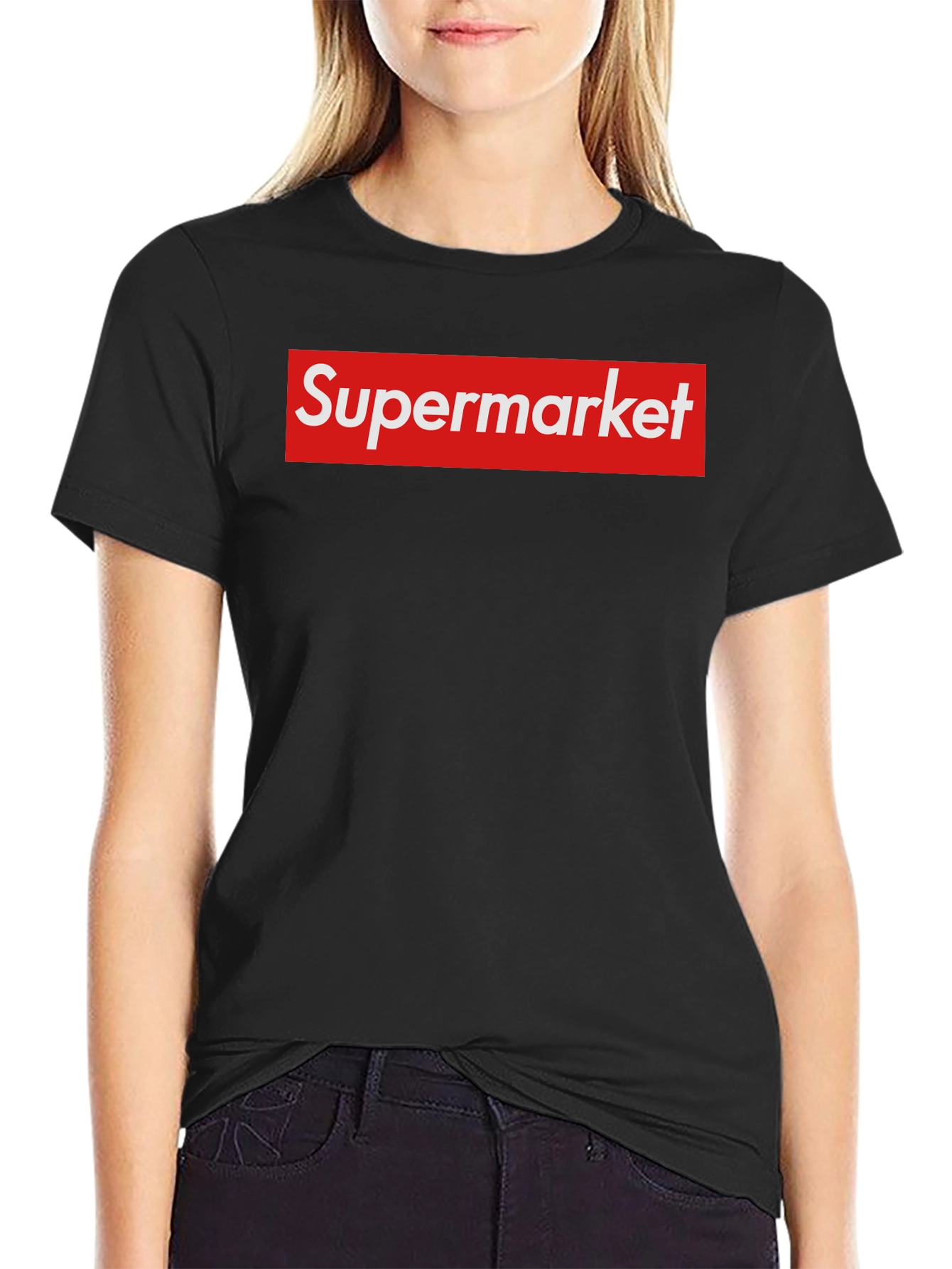 Black Supermarket Funny Parody Graphic T-Shirt view 2