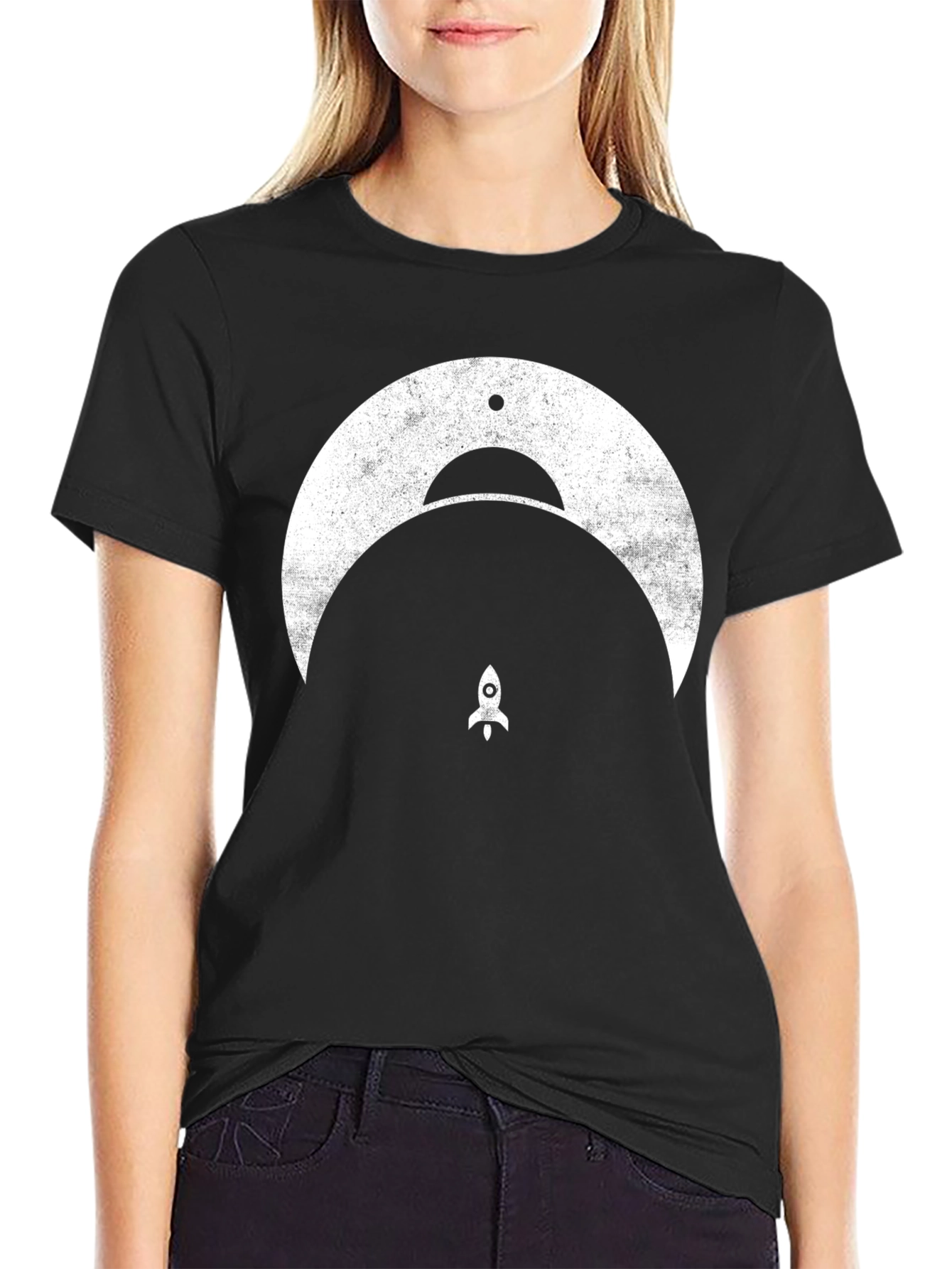 Black Retro Rocket Graphic Tee view 2