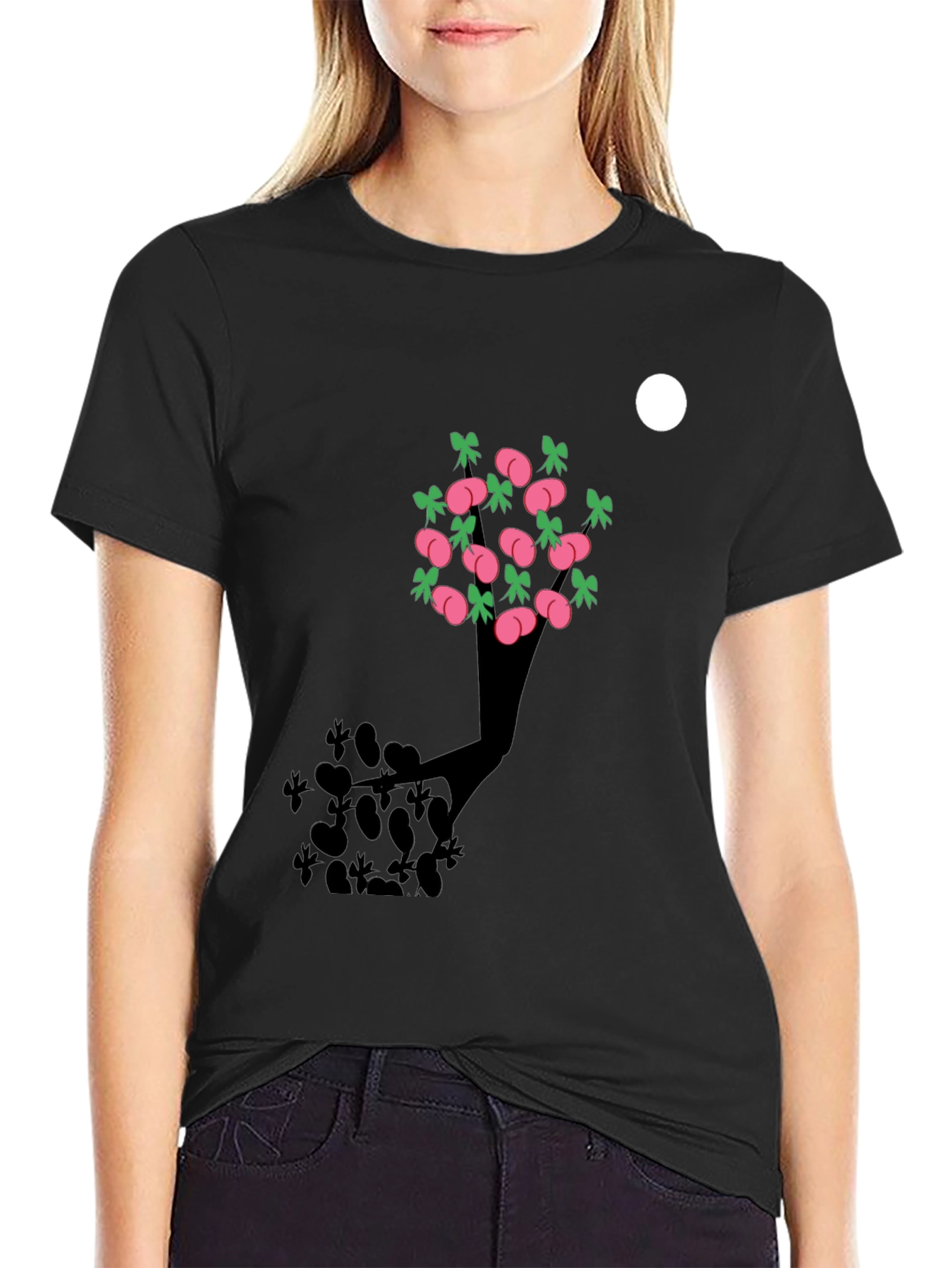 Black Peach Tree Graphic Tee - Black Cotton Blend view 2