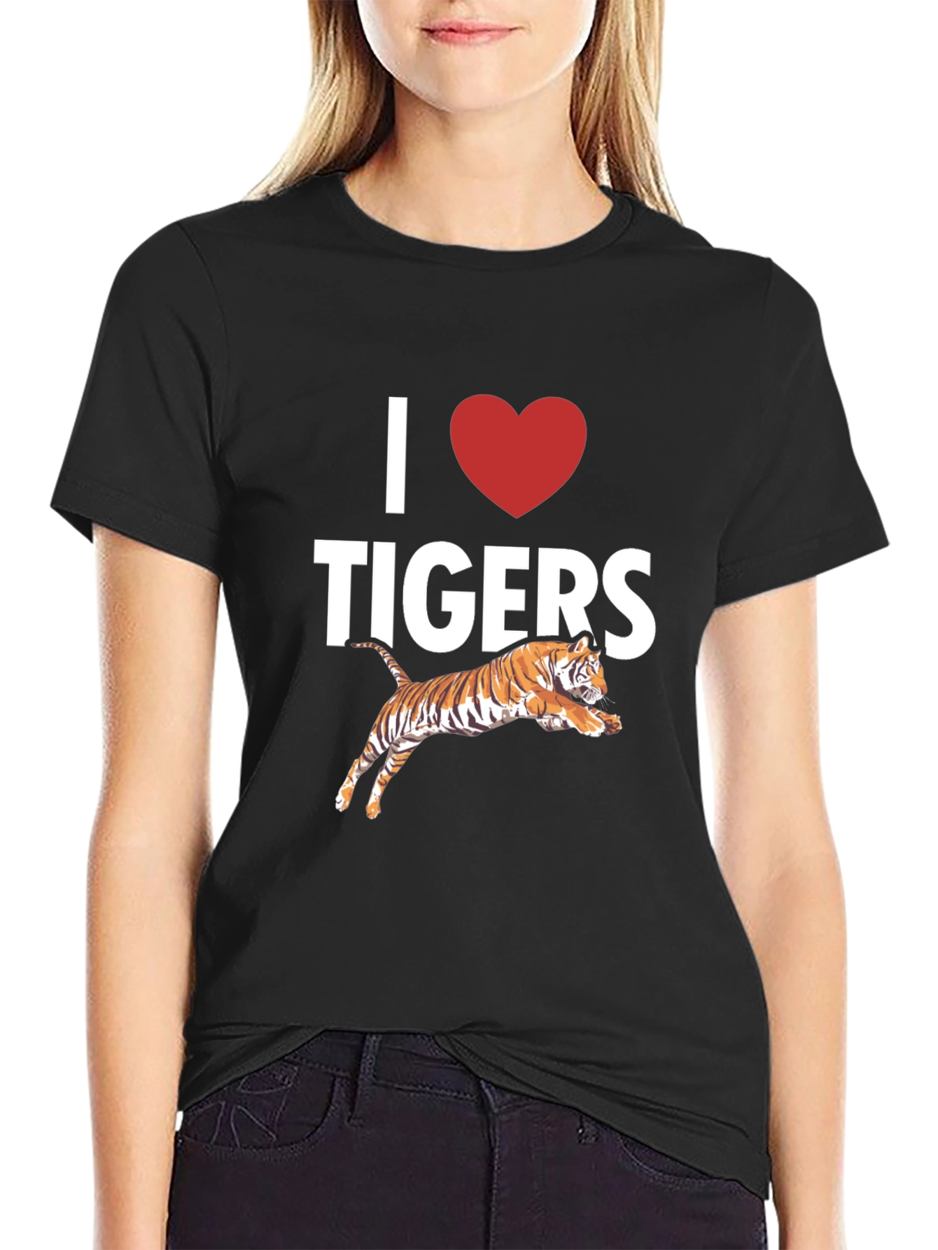 Black I Love Tigers Graphic T-Shirt view 2