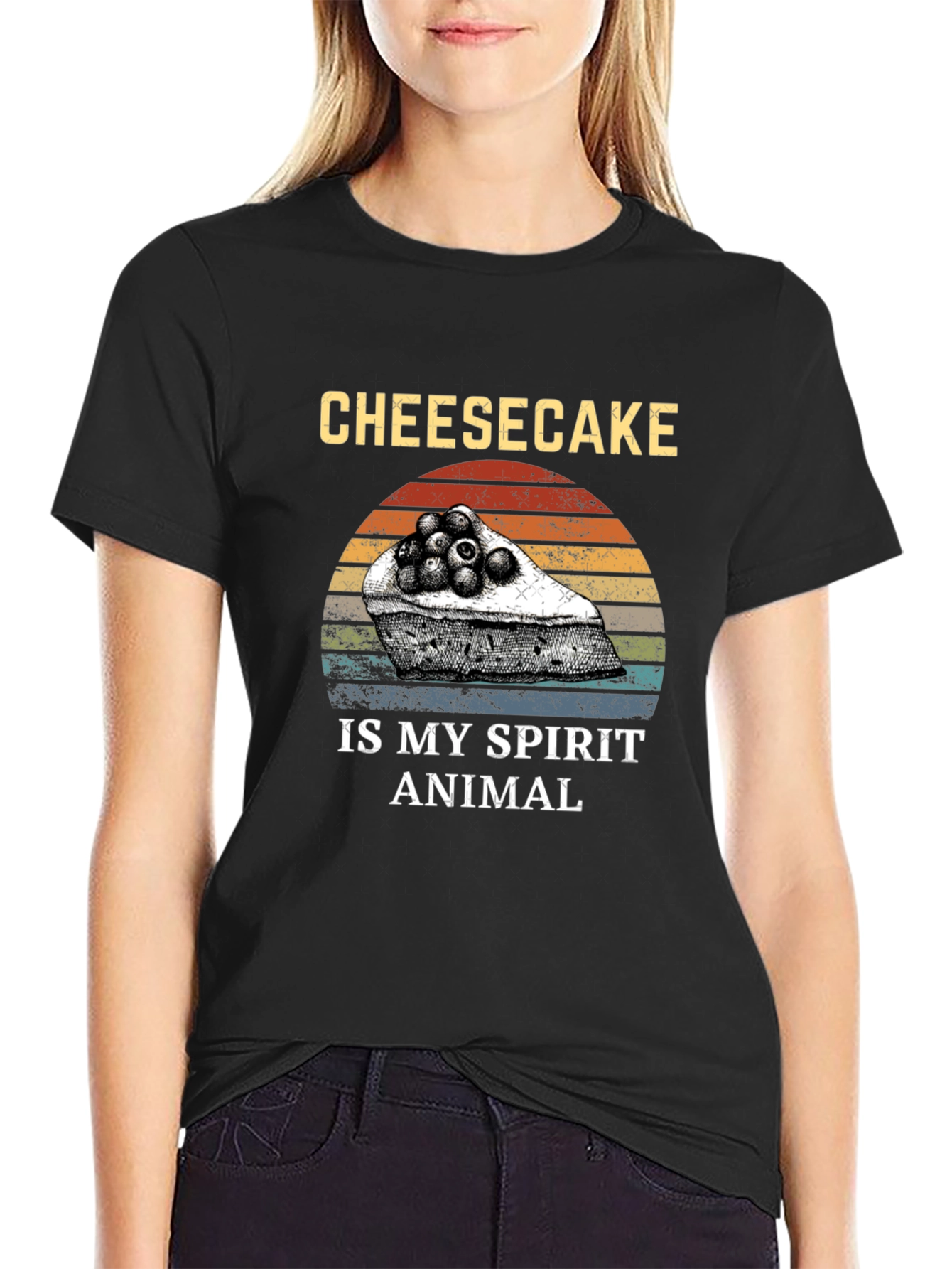 Black Cheesecake Spirit Animal T-Shirt - Funny Foodie Tee view 2