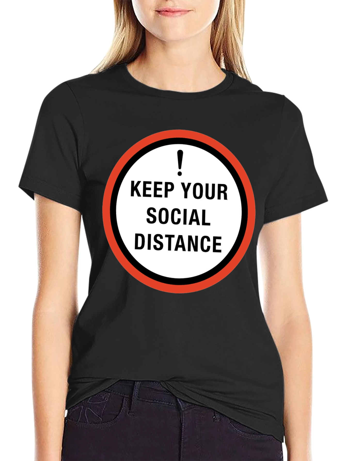 Black Keep Your Social Distance Graphic Tee - Black view 2