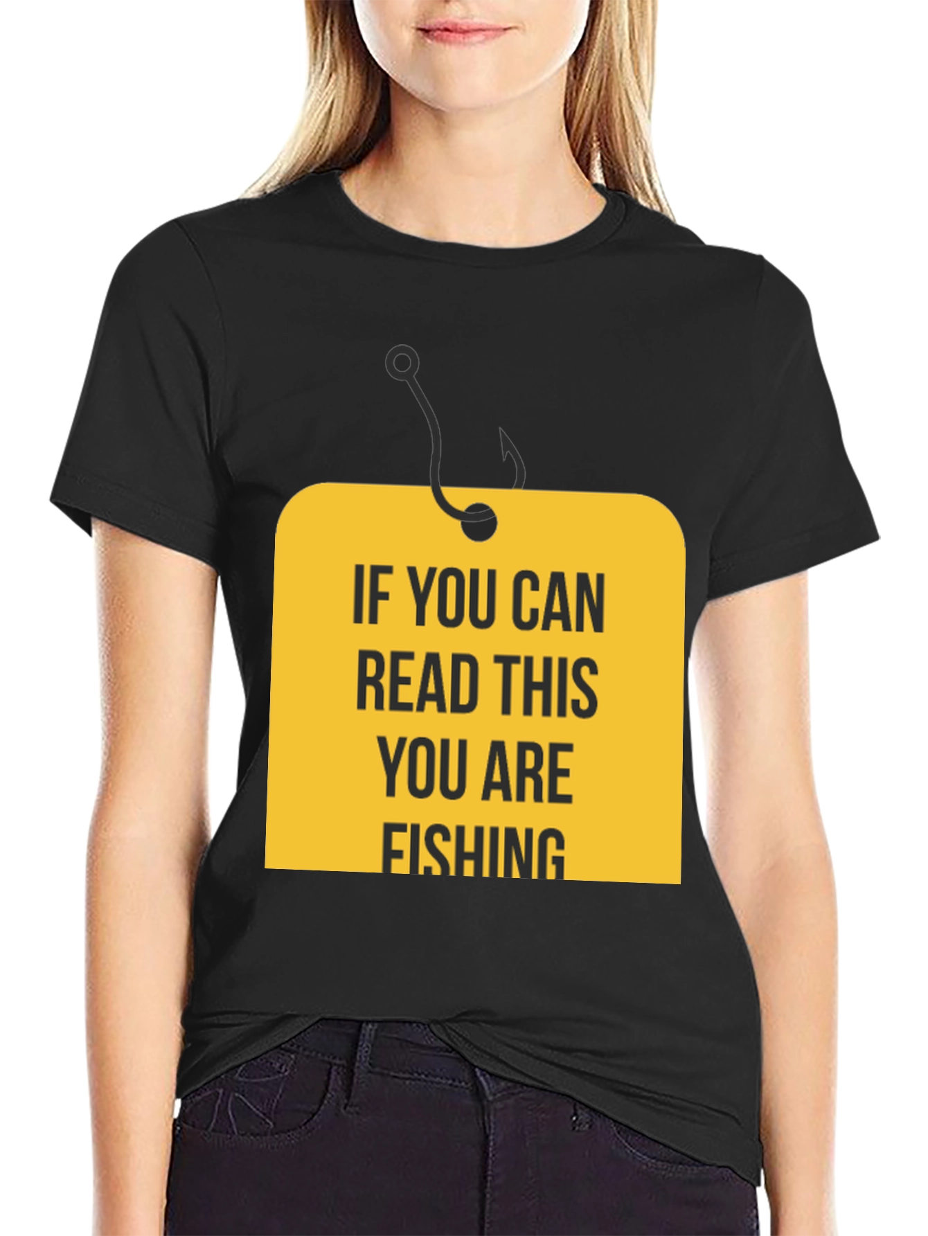 Black If You Can Read This You Are Fishing Black T-Shirt view 2