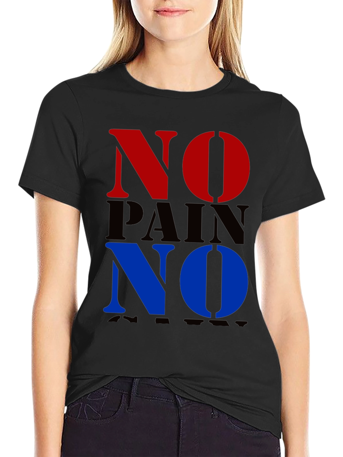 Black No Pain No Gain Graphic T-Shirt view 2