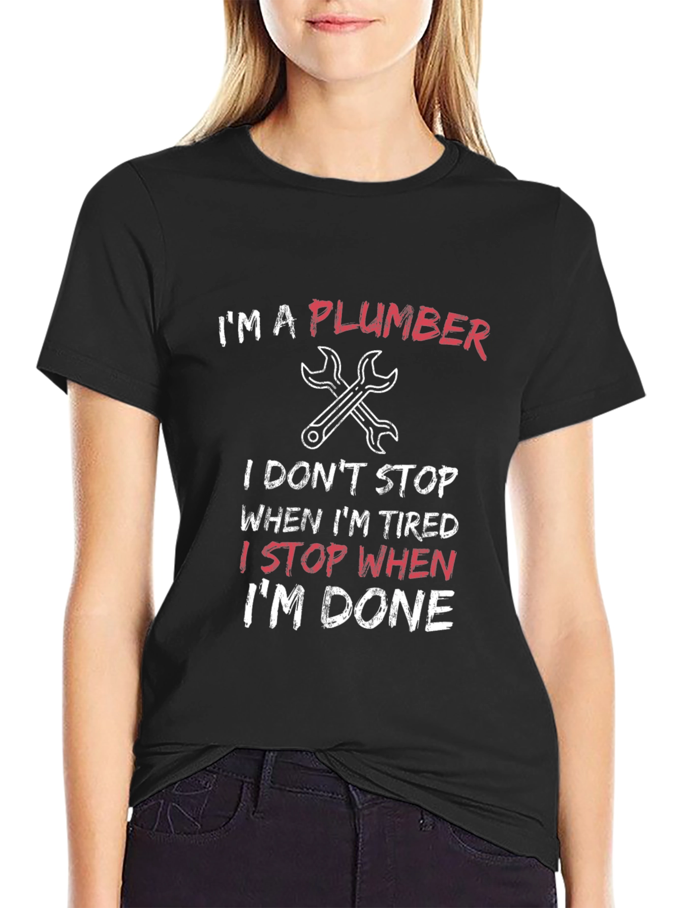 Black I'm a Plumber T-Shirt view 2