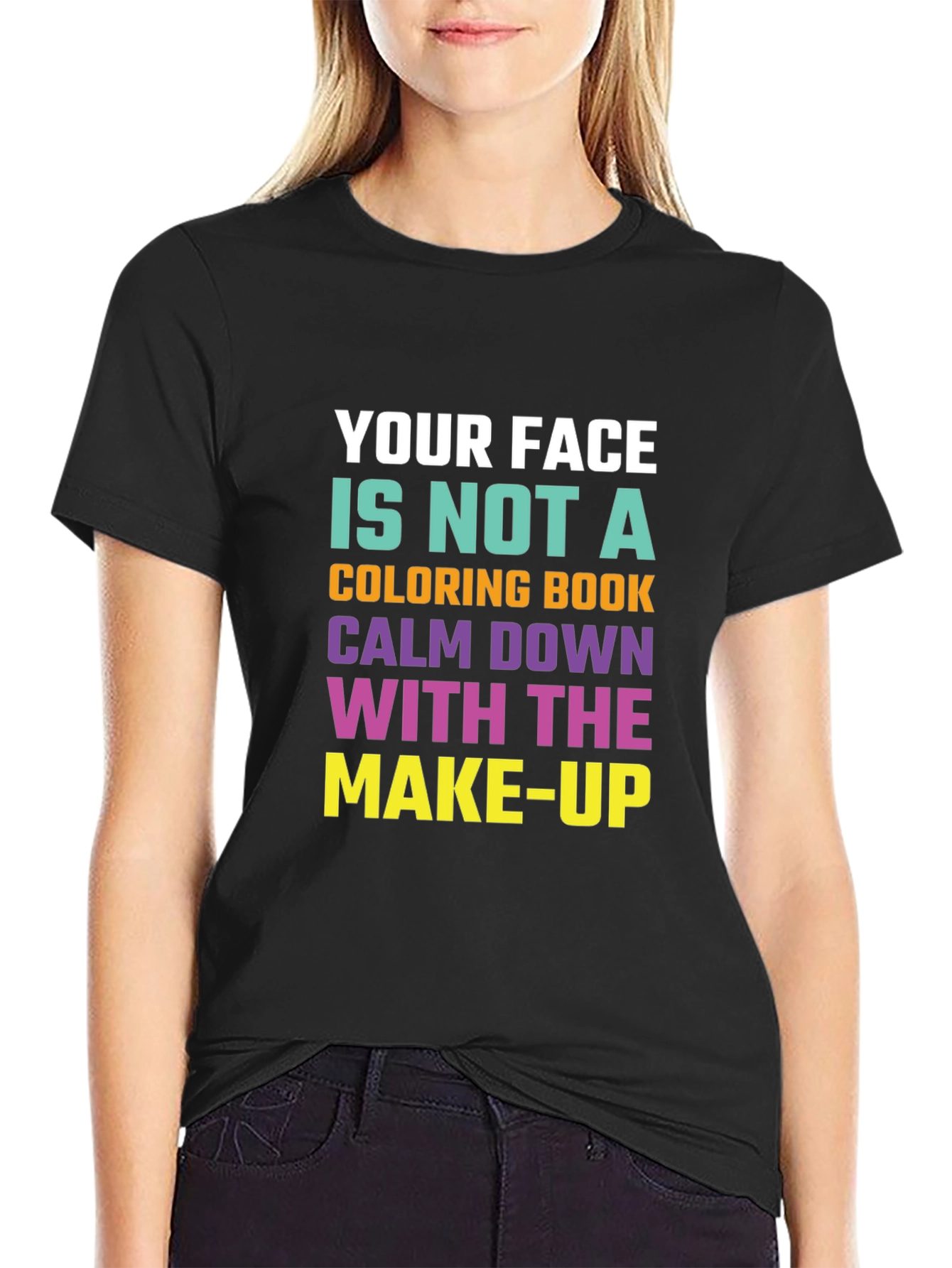 Black Funny Graphic T-Shirt: Your Face Coloring Book Slogan Tee view 2